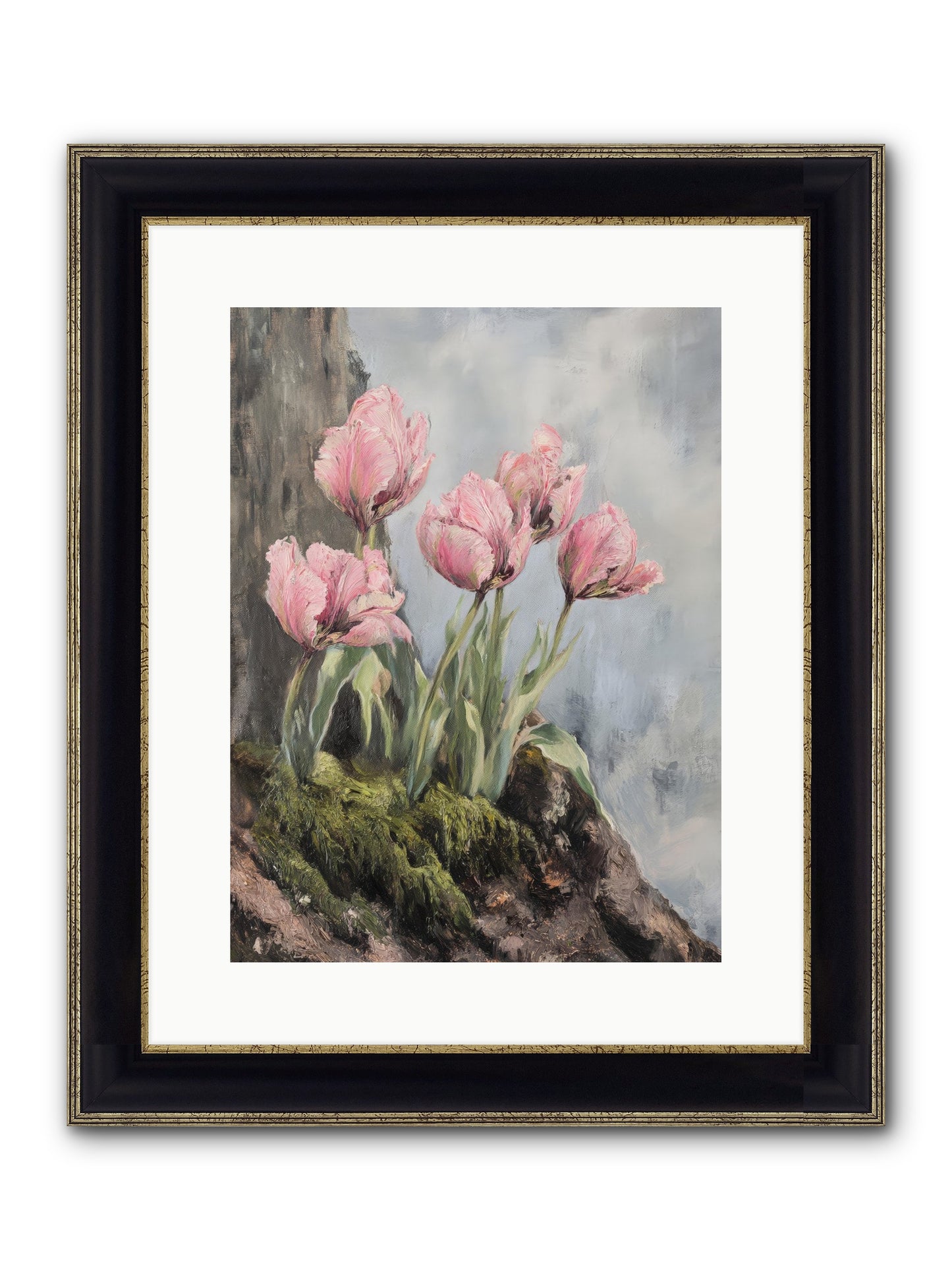 Wild Tulip Tales Framed Print - Black & Gold 12x16