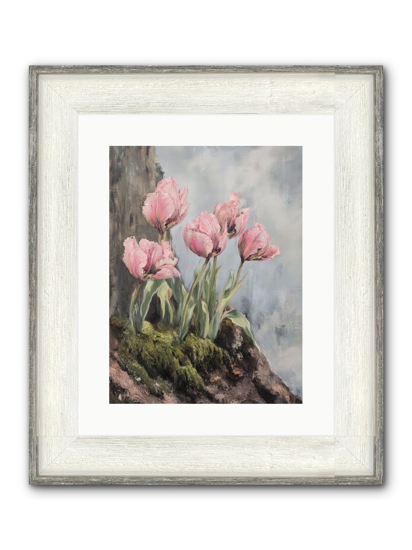 Wild Tulip Tales Framed Print - Driftwood White 12x16