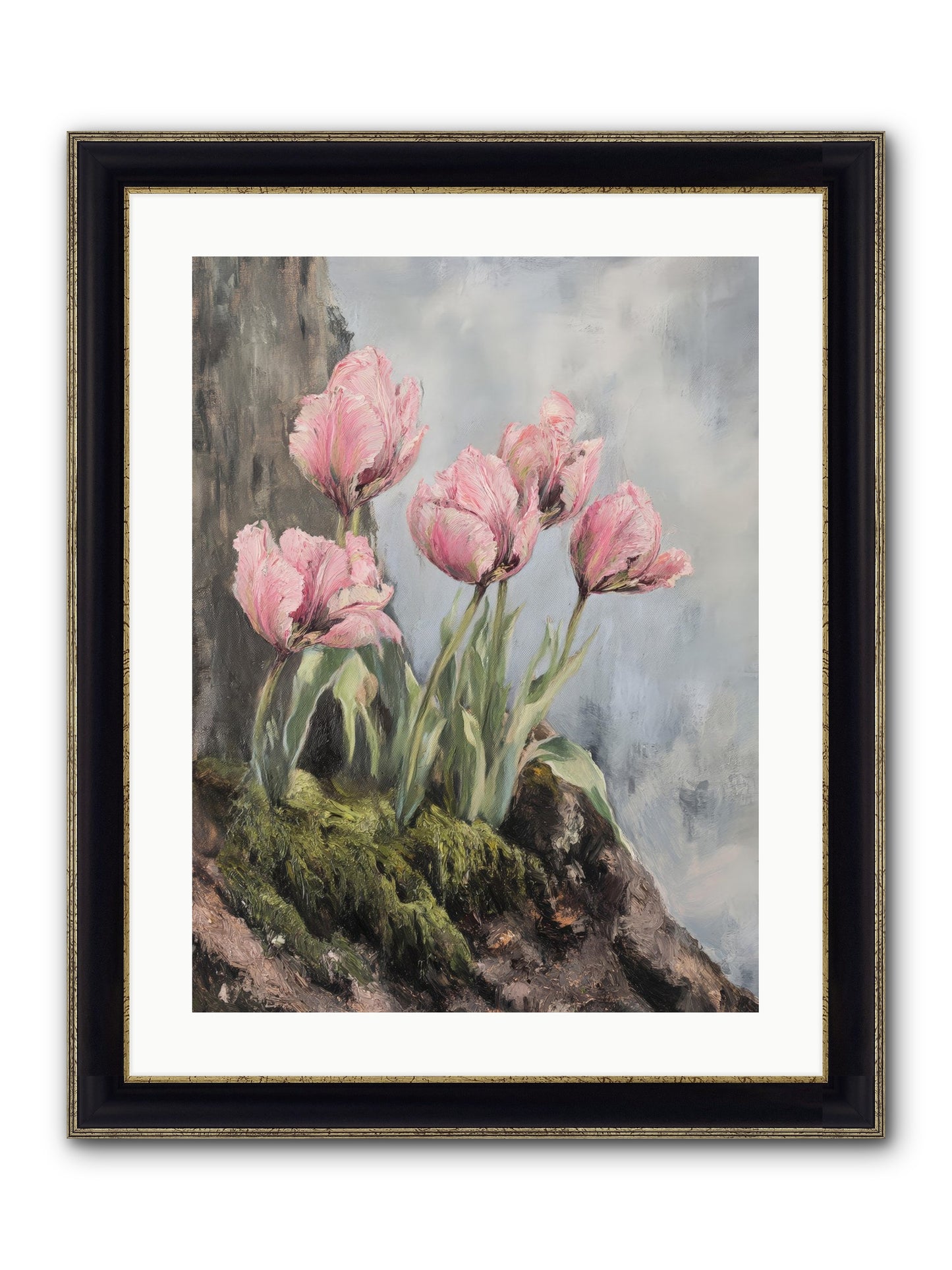 Wild Tulip Tales Framed Print - Black & Gold 18x24