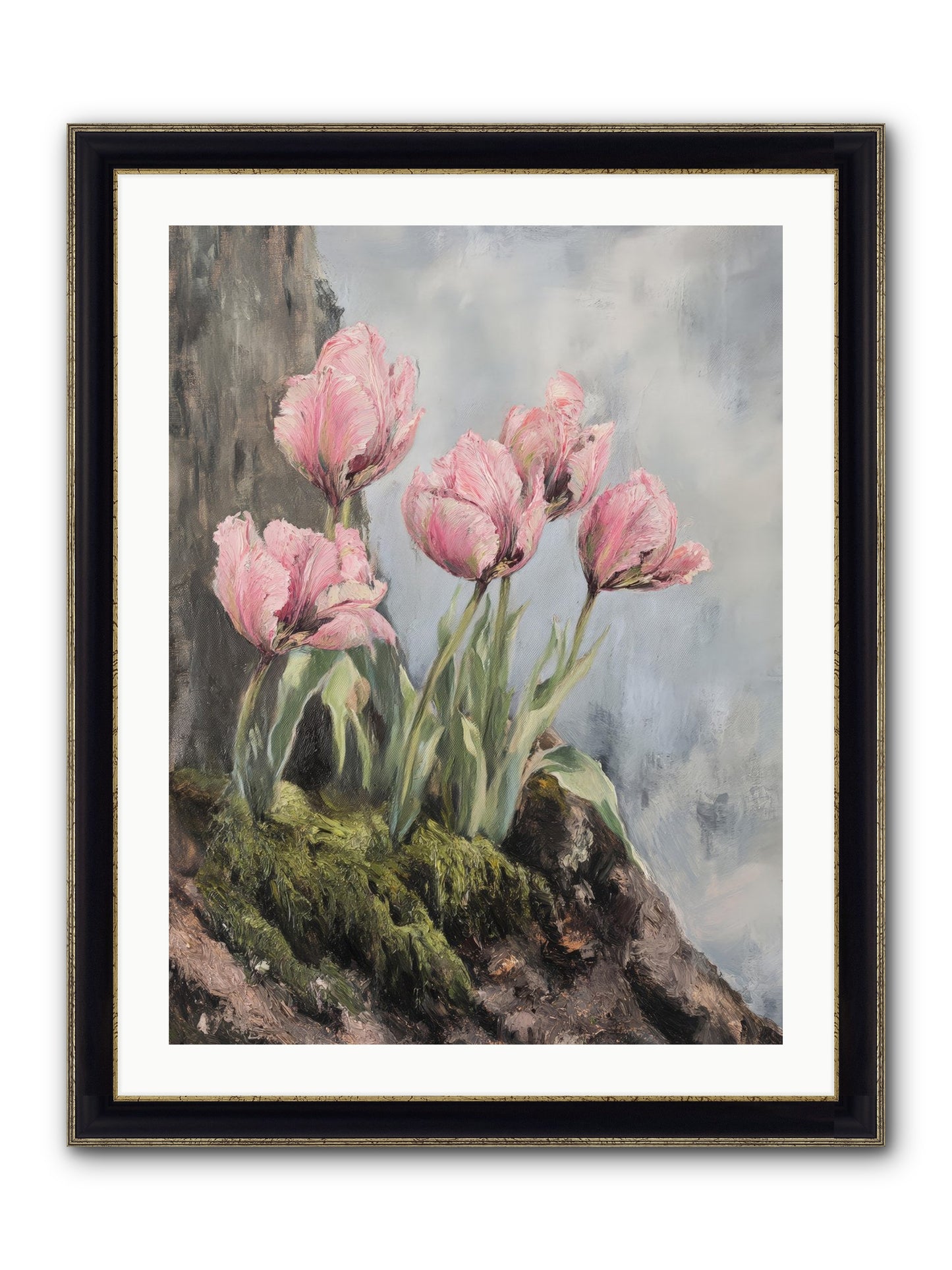 Wild Tulip Tales Framed Print - Black & Gold 24x32
