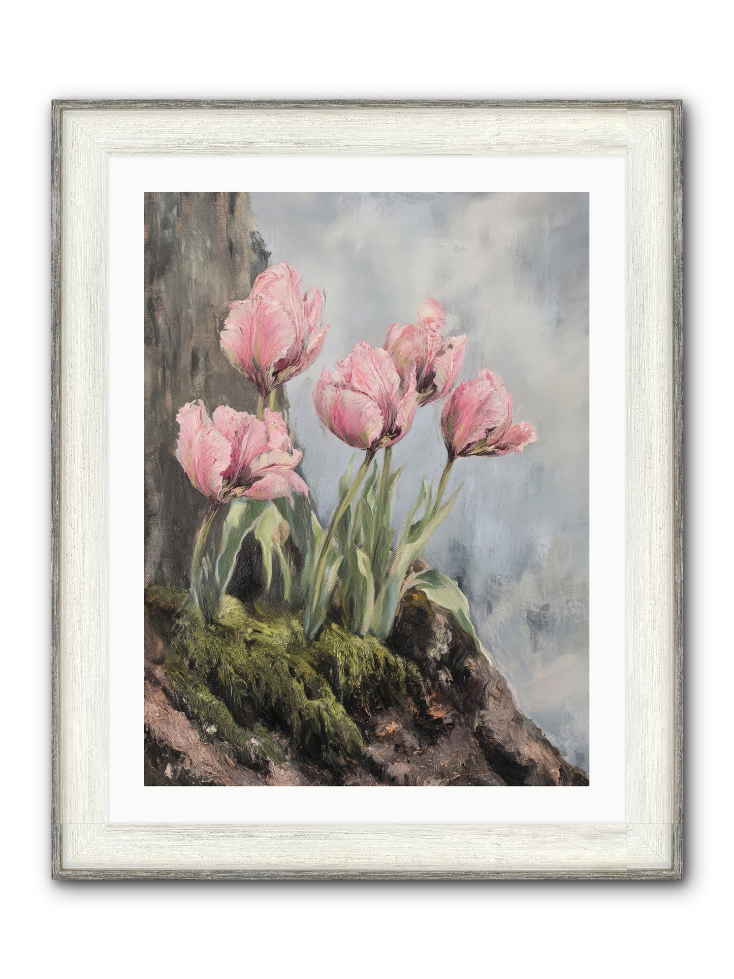 Wild Tulip Tales Framed Print - Driftwood White 24x32