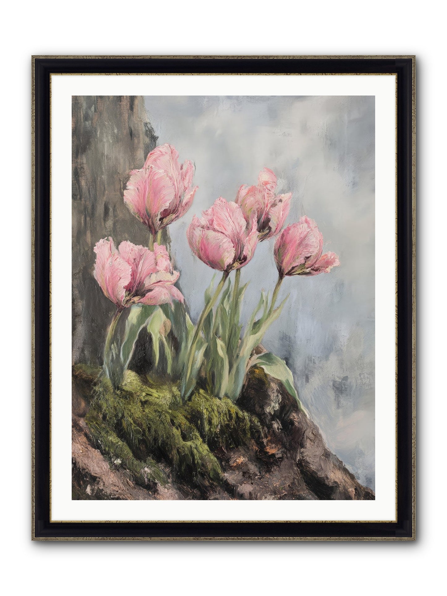 Wild Tulip Tales Framed Print - Black & Gold 30x40
