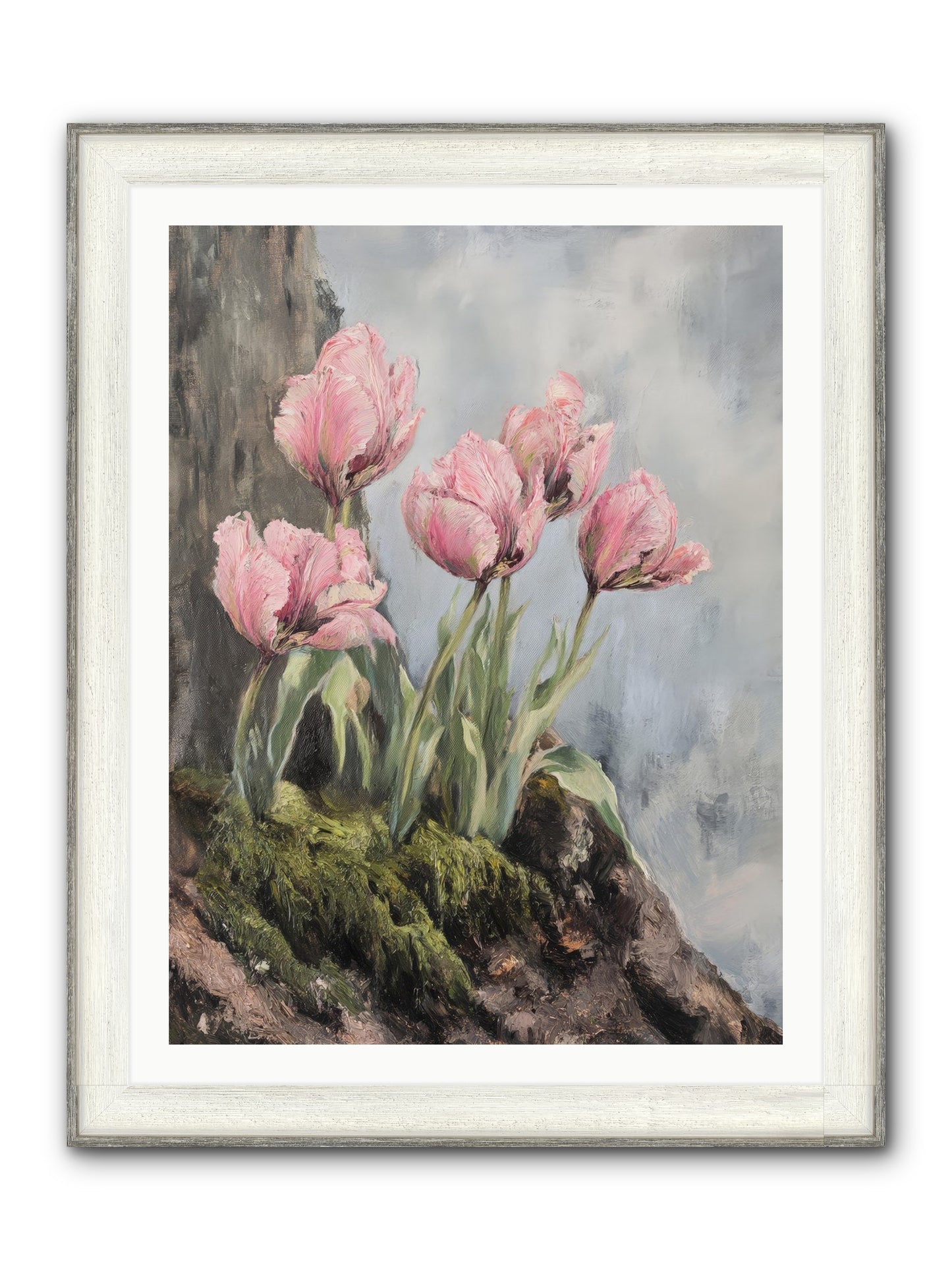 Wild Tulip Tales Framed Print - Driftwood White 30x40