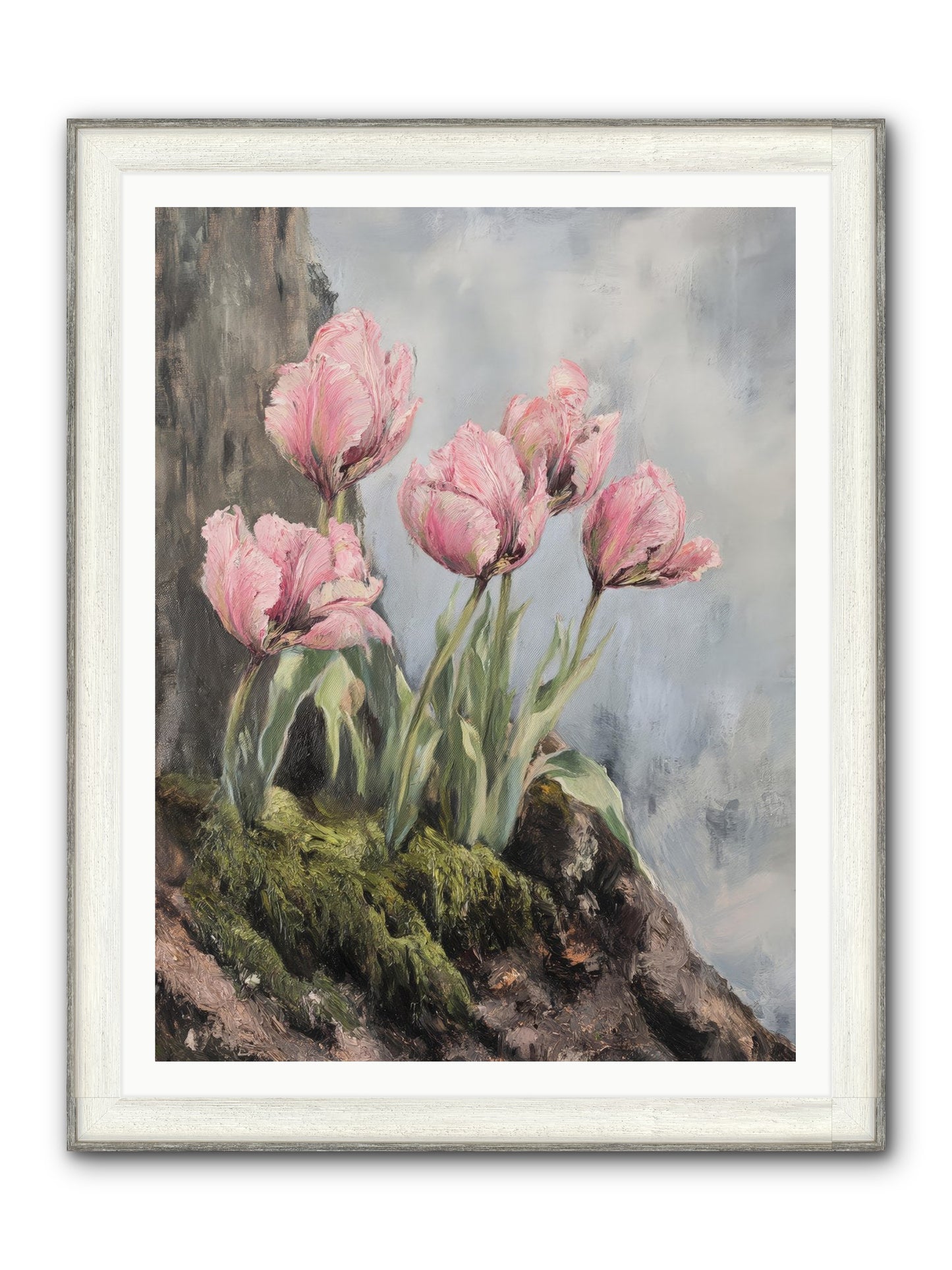 Wild Tulip Tales Framed Print - Driftwood White 36x48