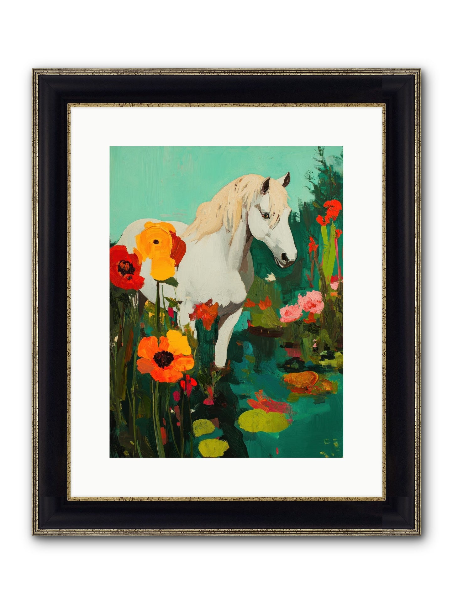 Wildflower Framed Print - Black & Gold 12x16