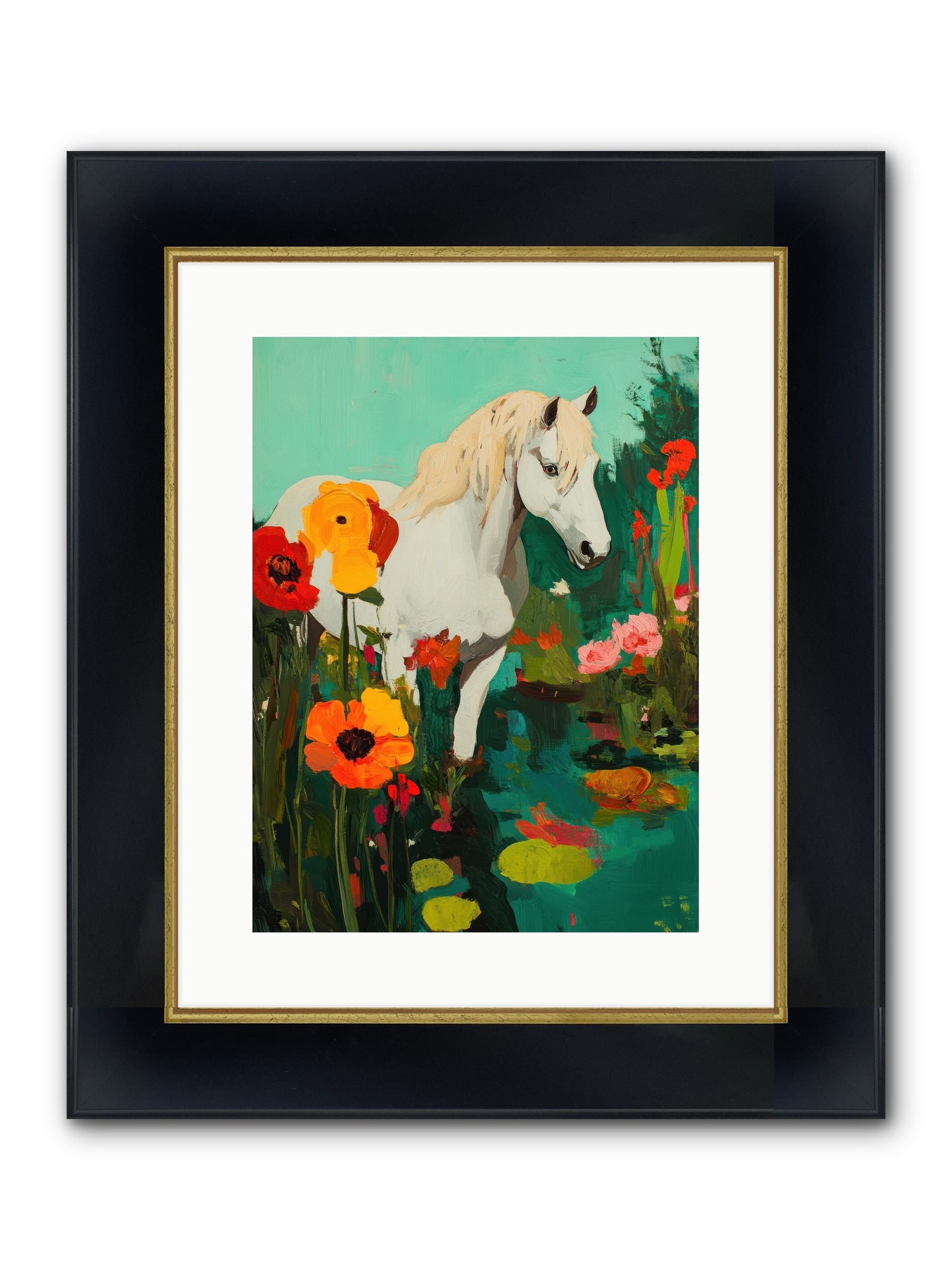 Wildflower Framed Print - Wide Black w/Gold 12x16