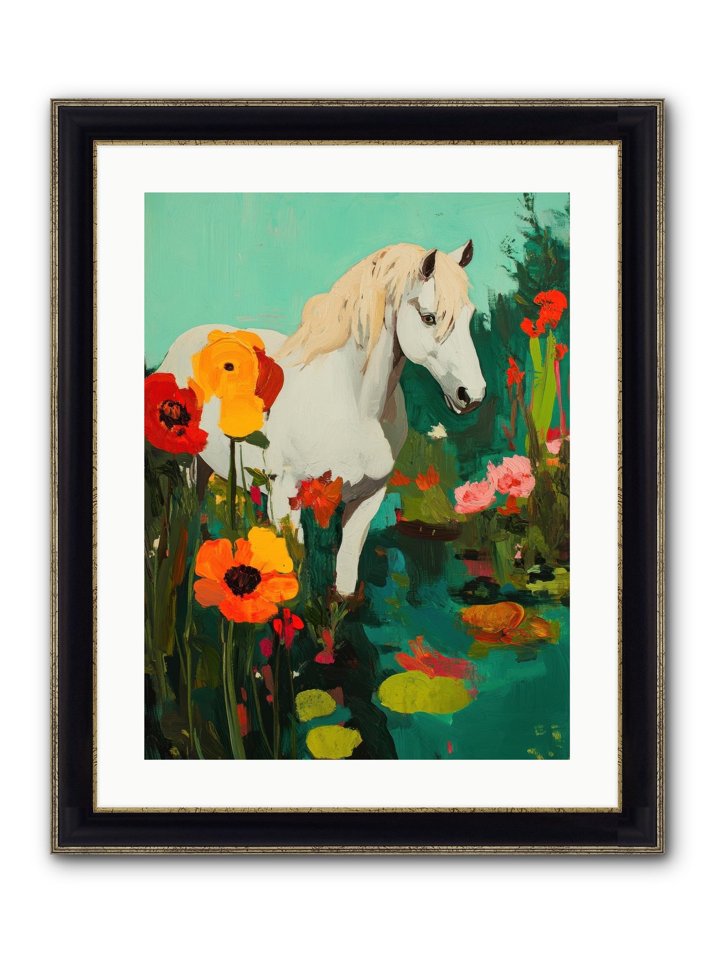 Wildflower Framed Print - Black & Gold 18x24