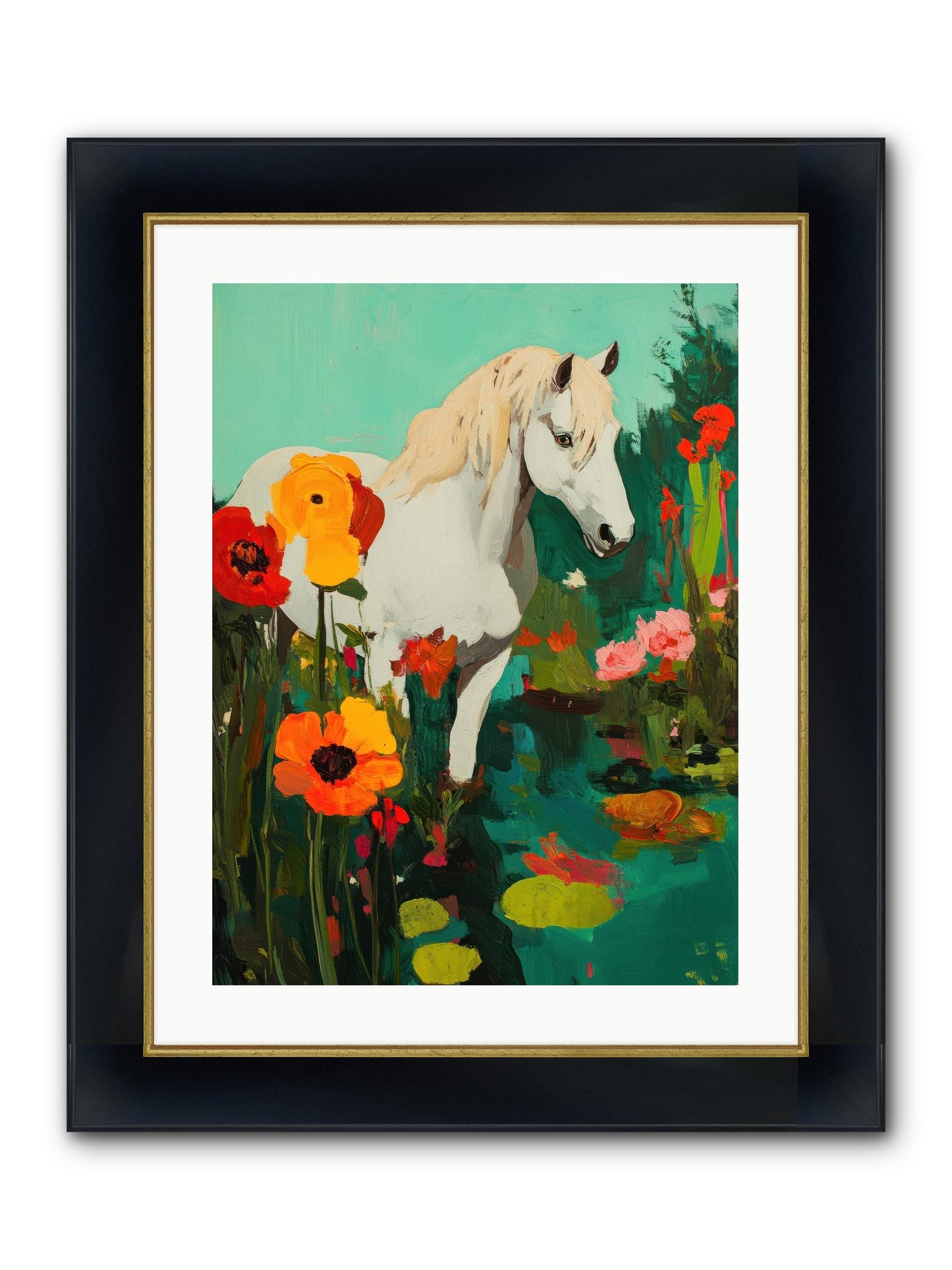 Wildflower Framed Print - Wide Black w/Gold 18x24