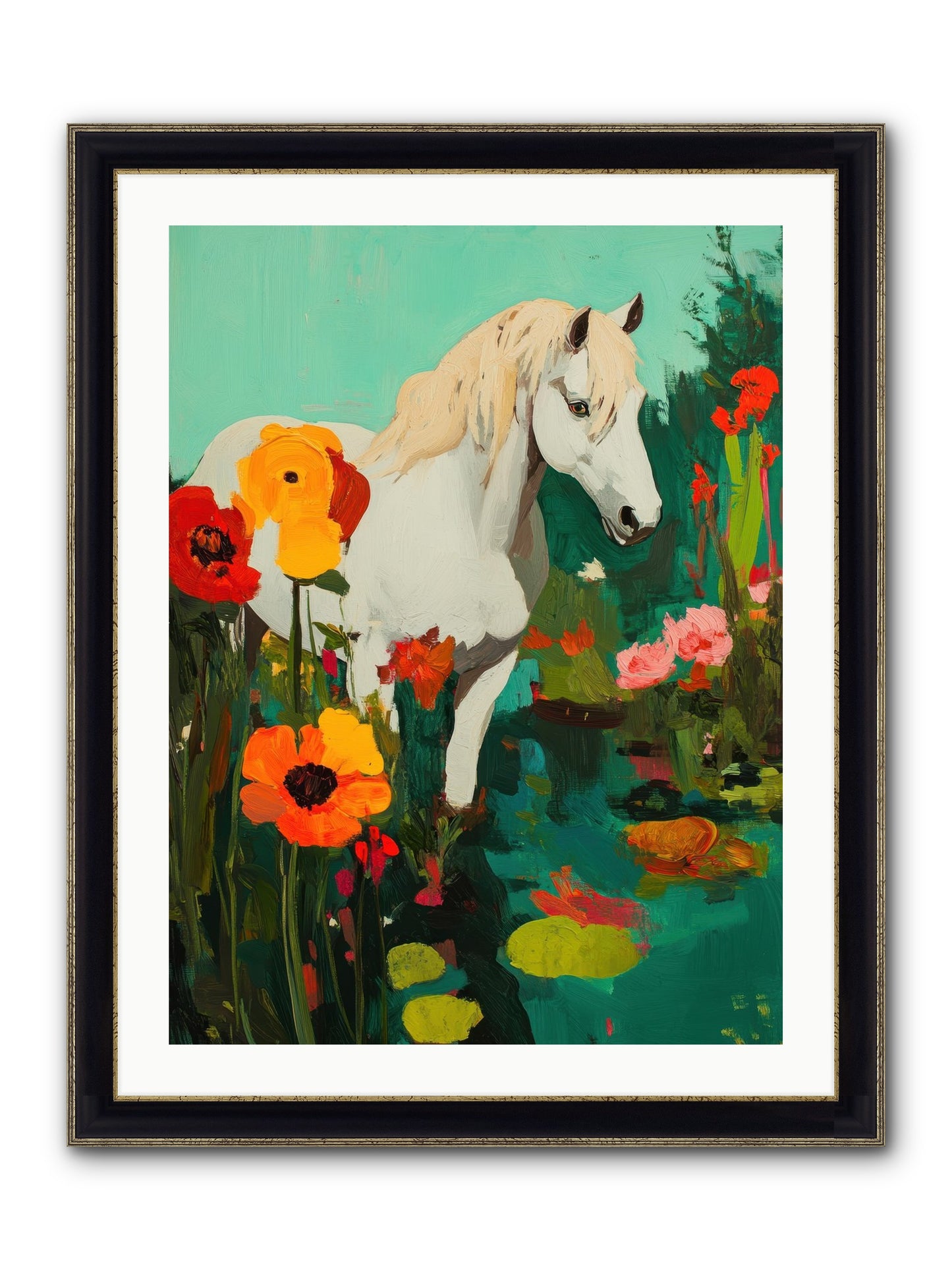 Wildflower Framed Print - Black & Gold 24x32