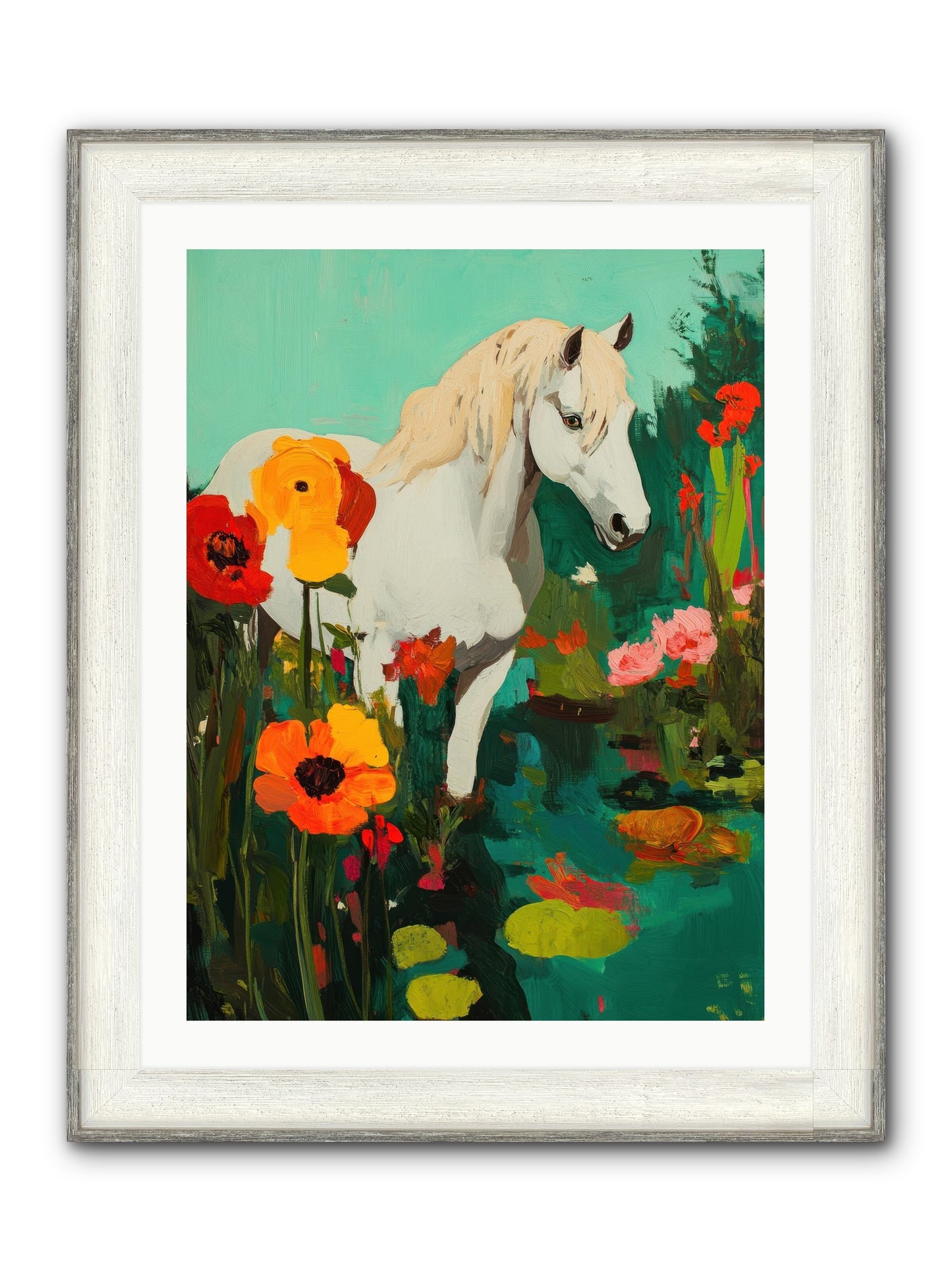 Wildflower Framed Print - Driftwood White 24x32