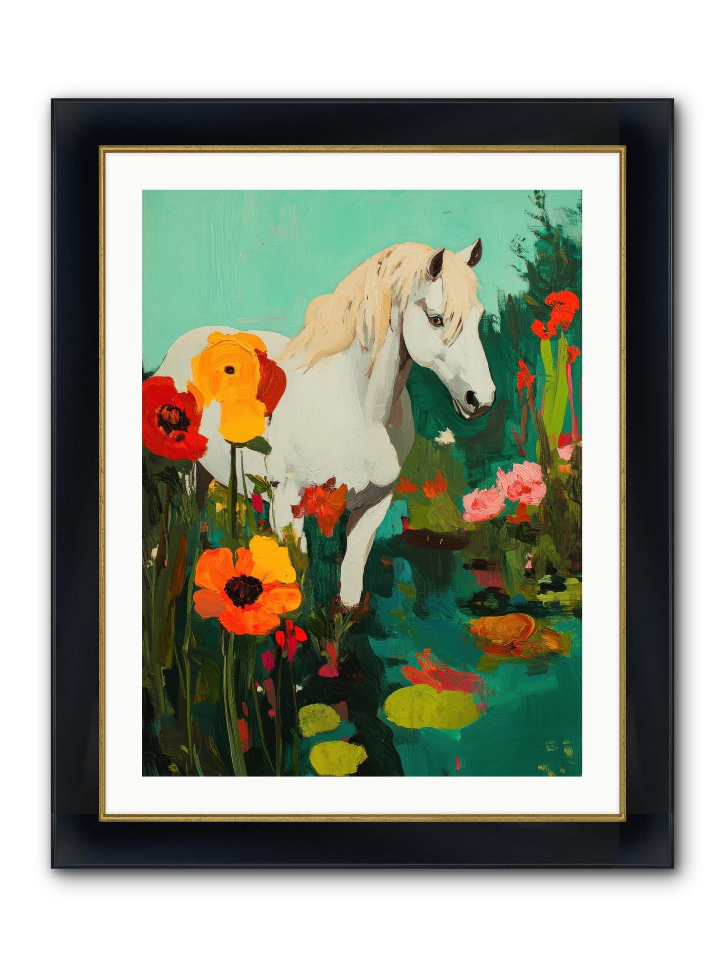 Wildflower Framed Print - Wide Black w/Gold 24x32