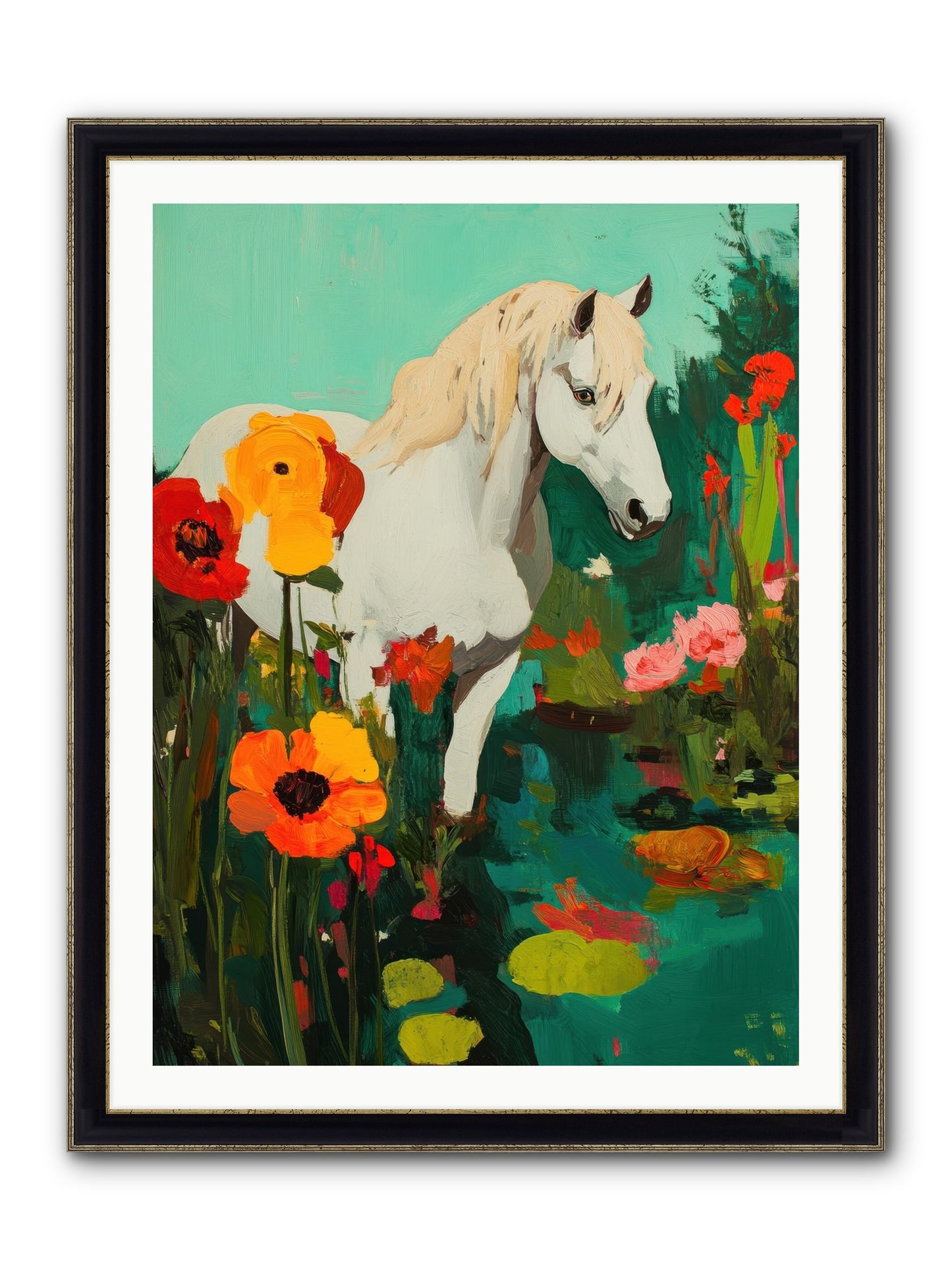 Wildflower Framed Print - Black & Gold 30x40