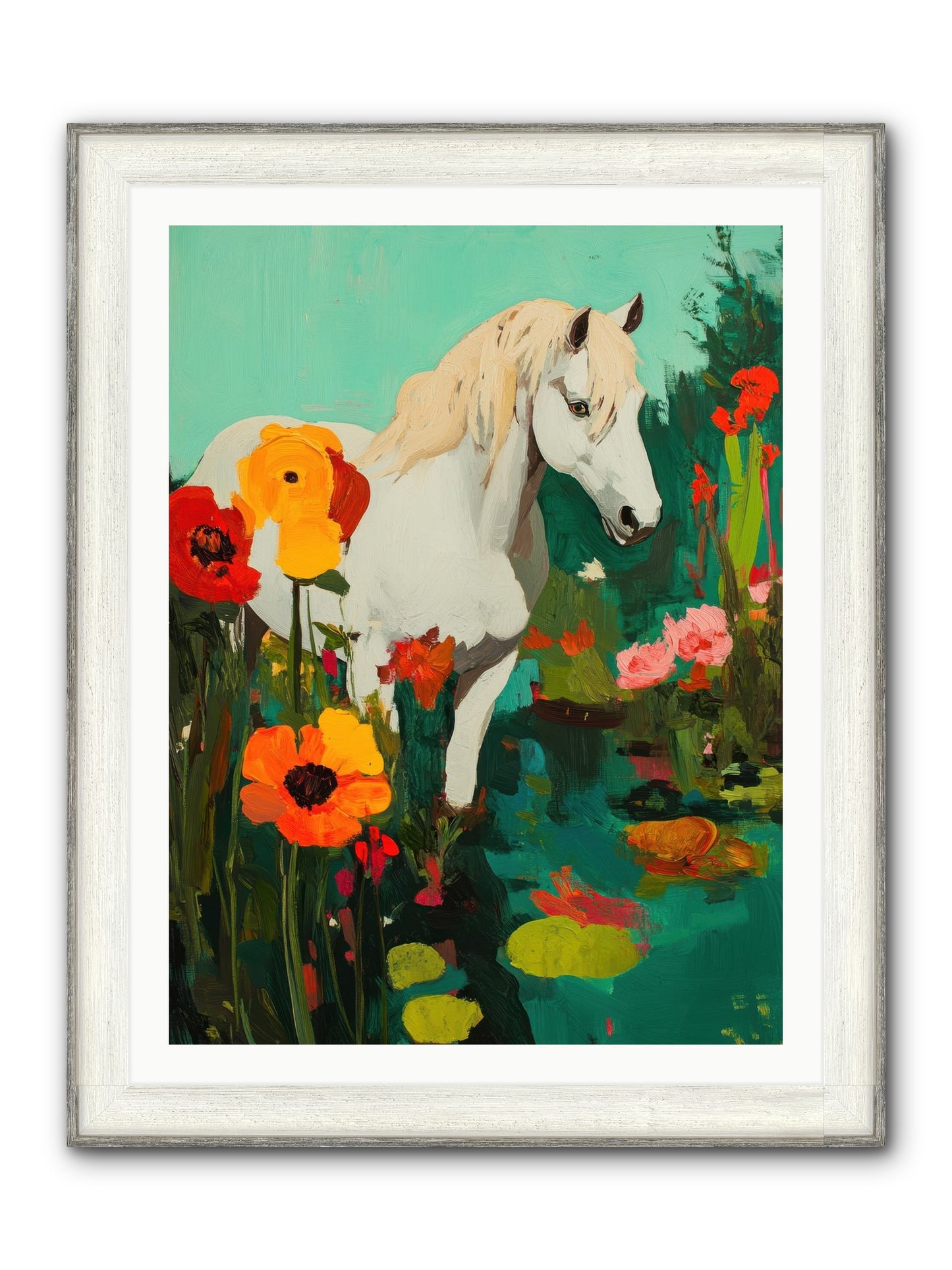 Wildflower Framed Print - Driftwood White 30x40