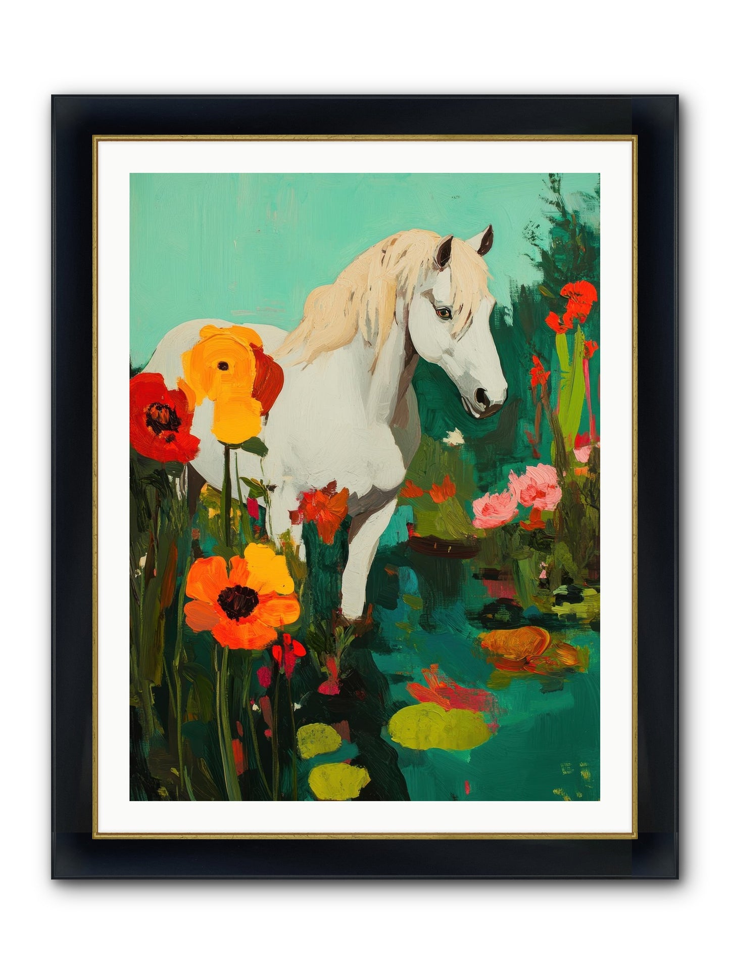 Wildflower Framed Print - Wide Black w/Gold 30x40