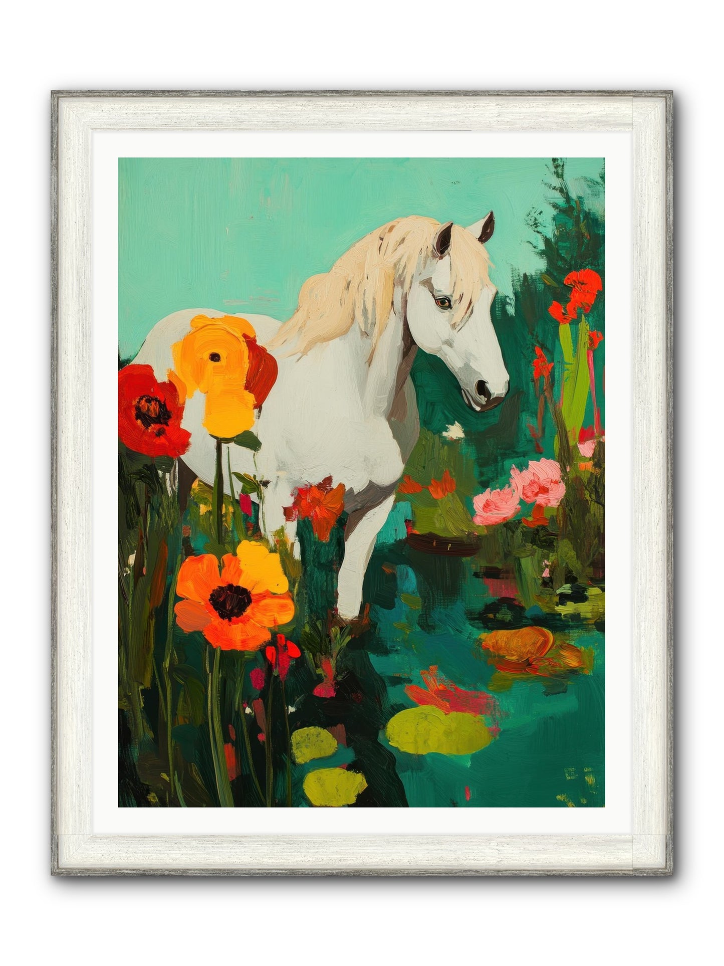 Wildflower Framed Print - Driftwood White 36x48