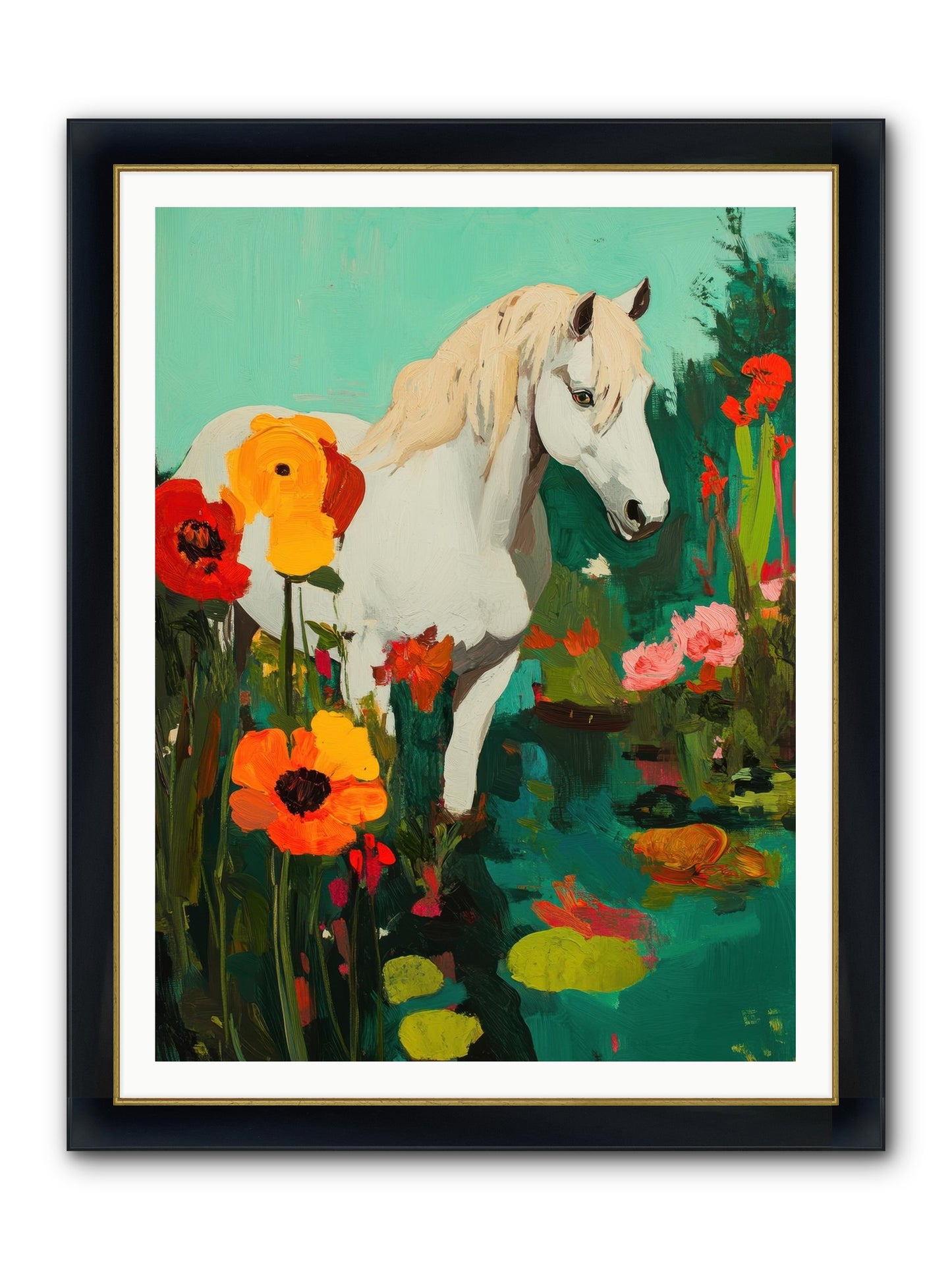 Wildflower Framed Print - Wide Black w/Gold 36x48