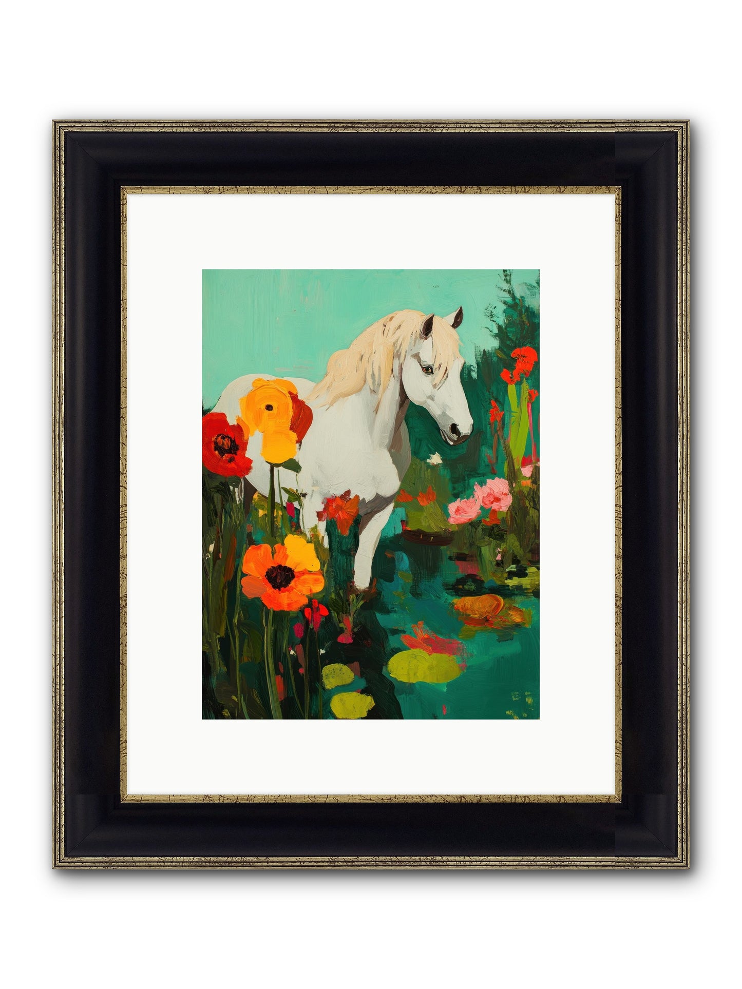 Wildflower Framed Print - Black & Gold 9x12