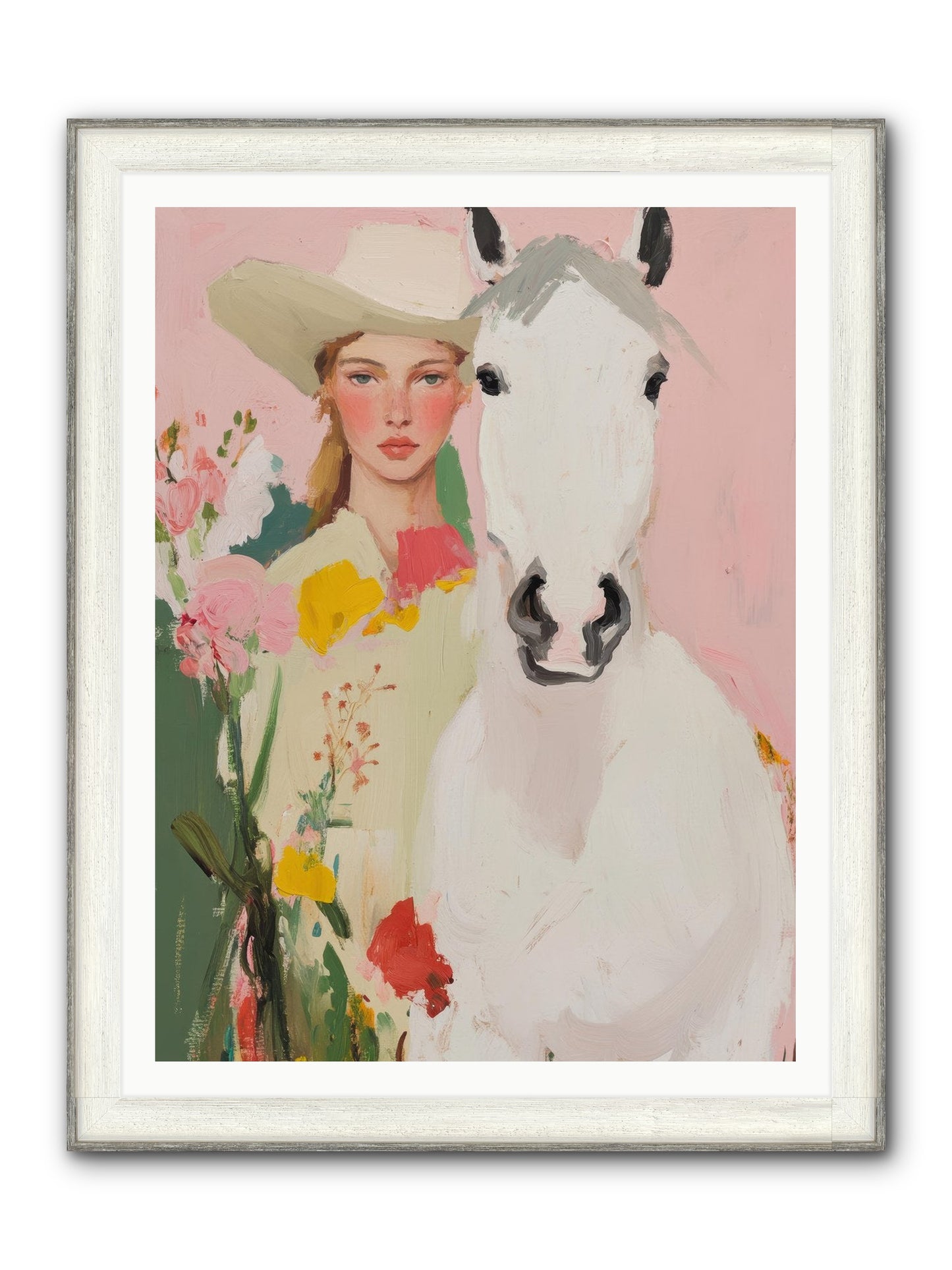 Wildflower Keeper Framed Print - Driftwood White 36x48