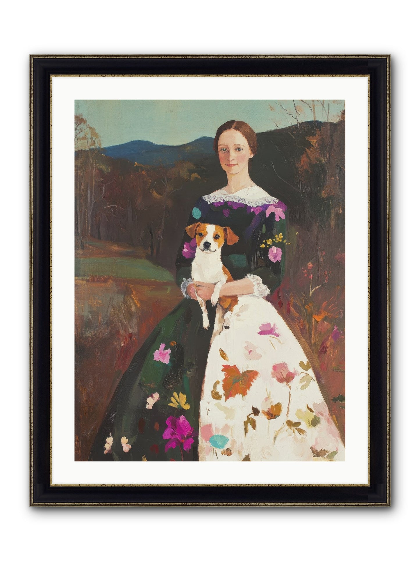 Wildflower Whispers Framed Print - Black & Gold 24x32