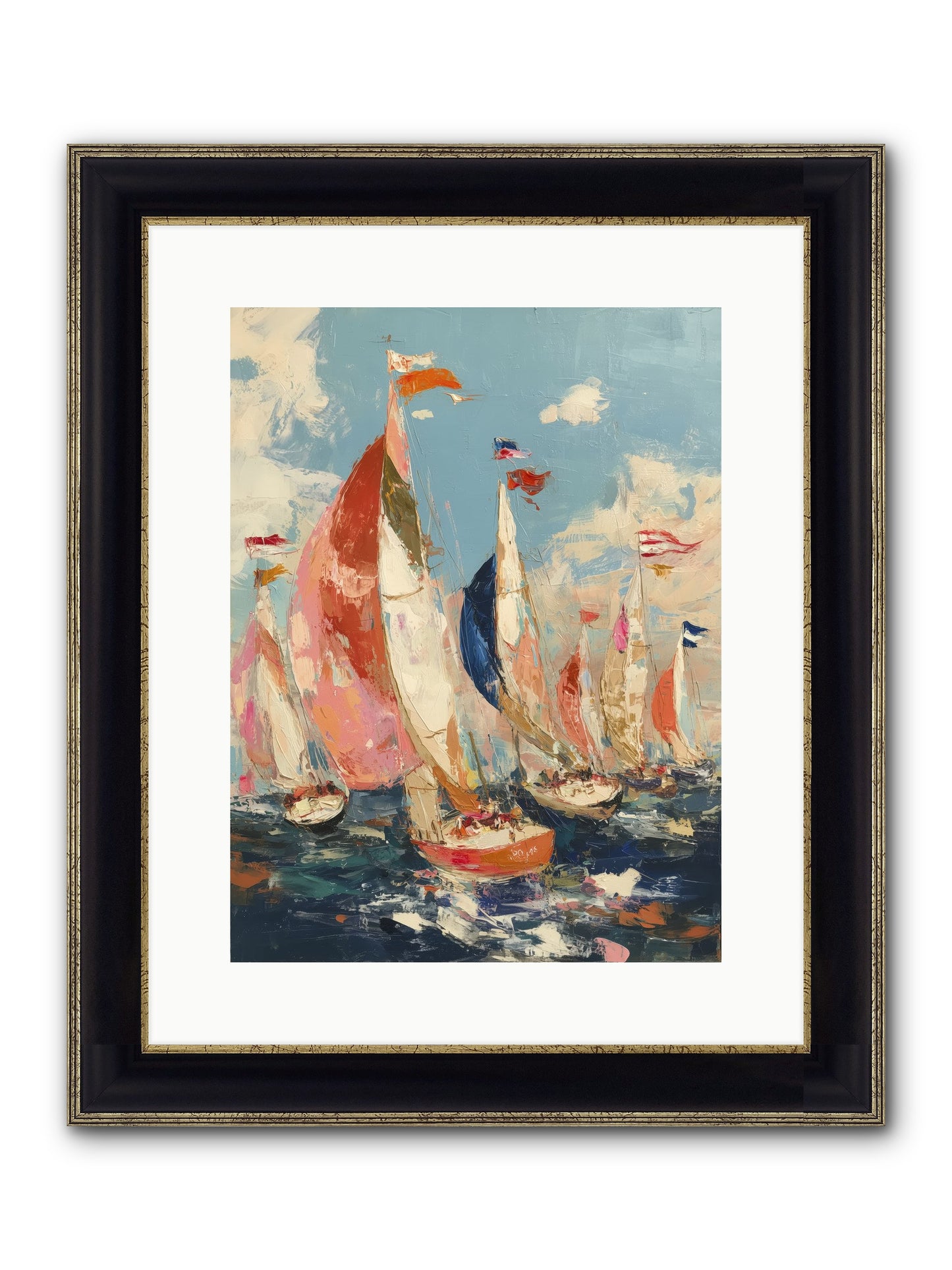 Wind And Wave Framed Print - Black & Gold 12x16
