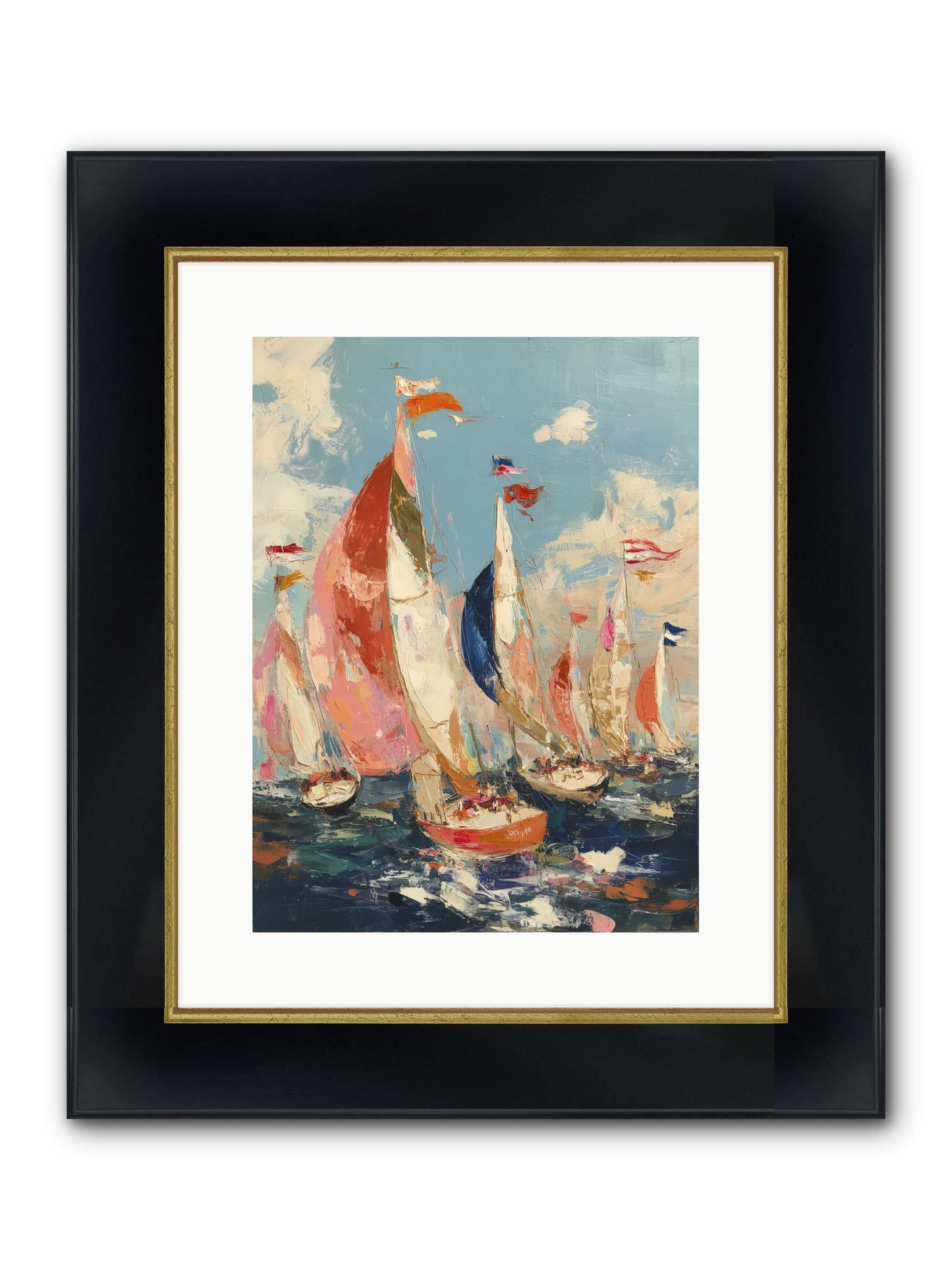 Wind And Wave Framed Print - Wide Black w/Gold 12x16