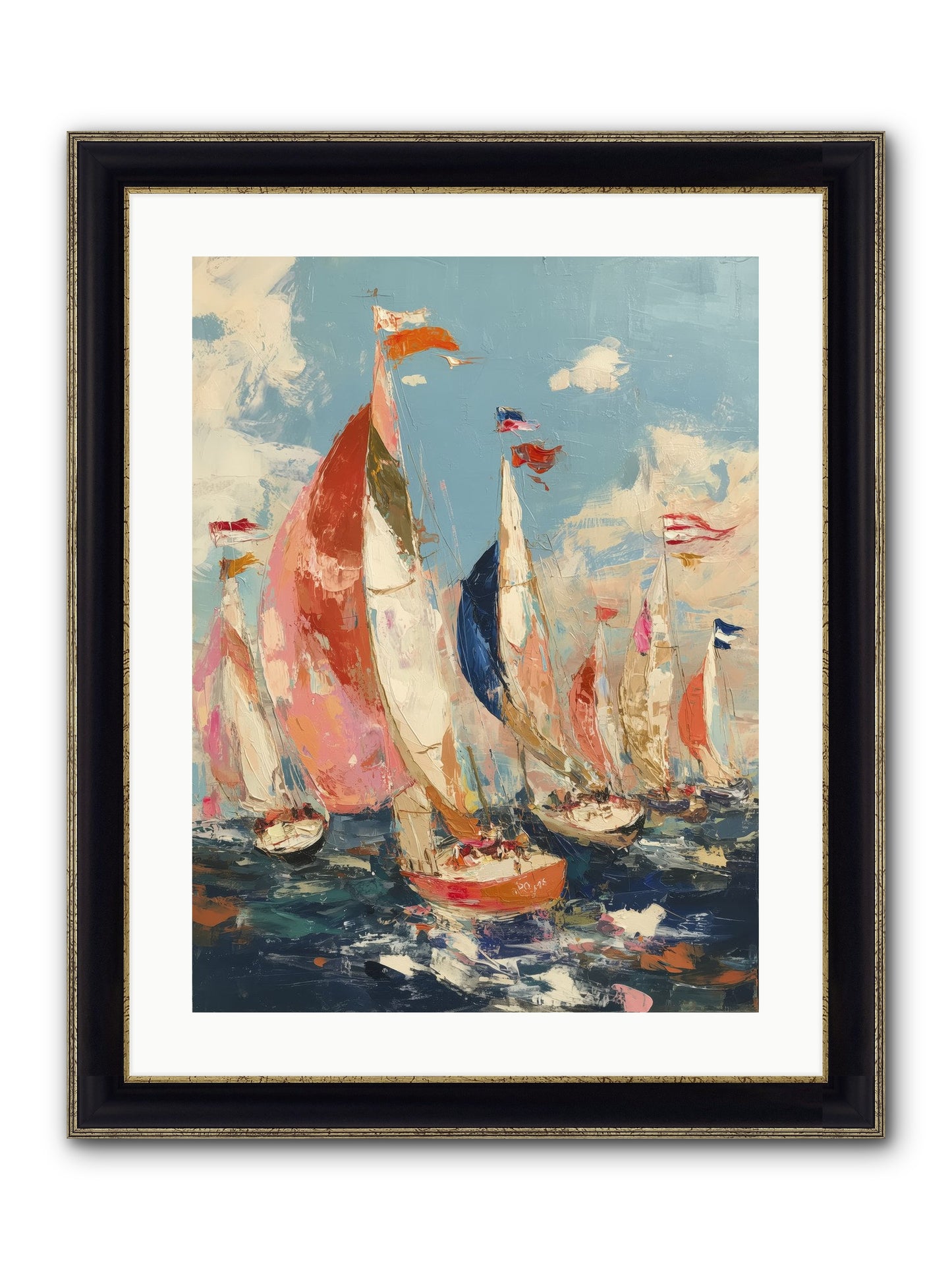 Wind And Wave Framed Print - Black & Gold 18x24