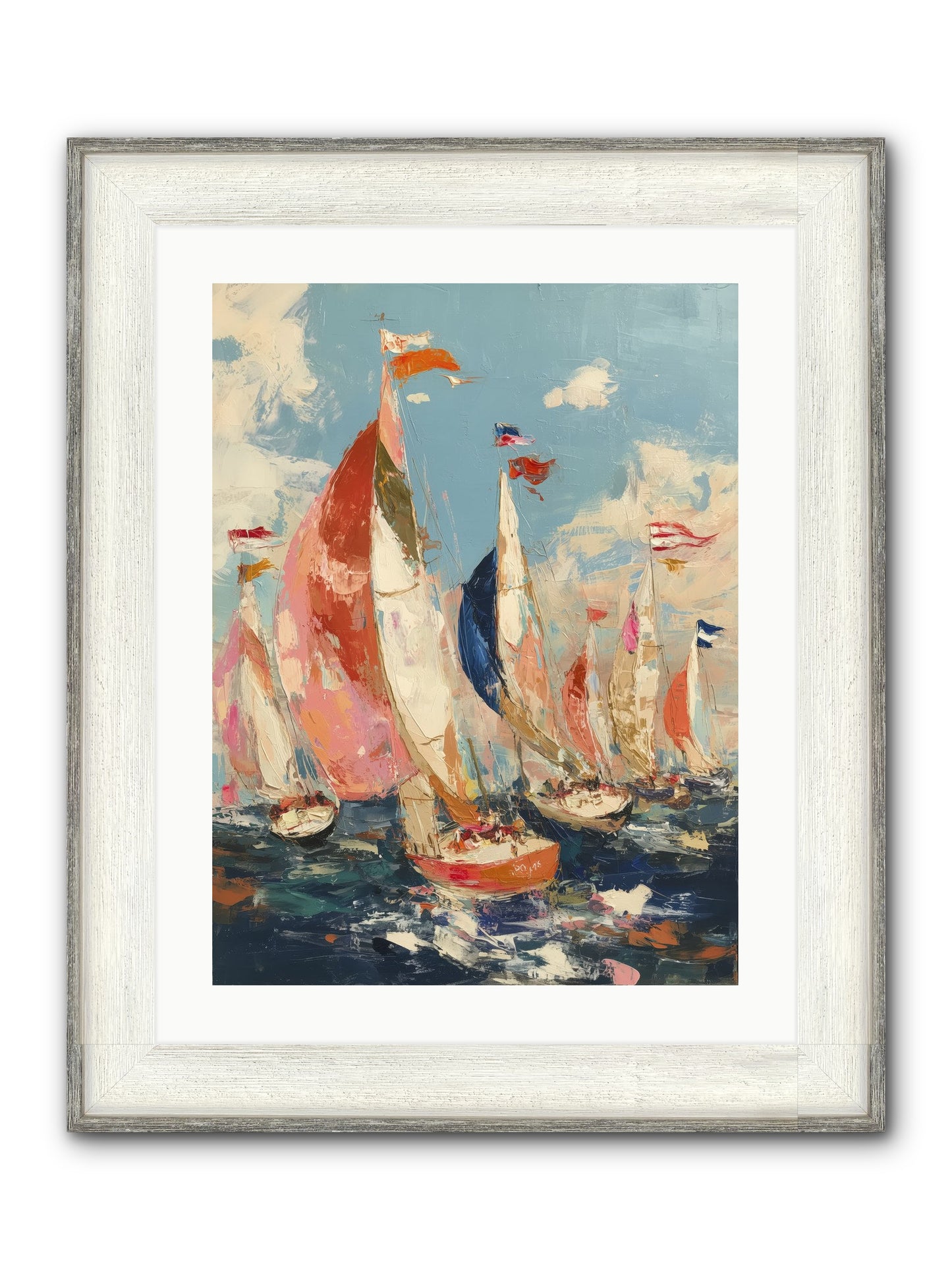 Wind And Wave Framed Print - Driftwood White 18x24