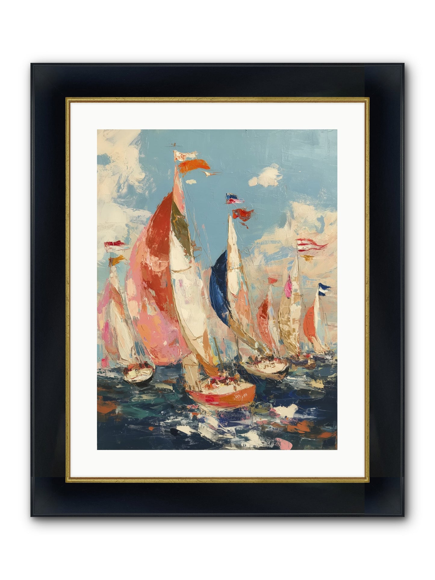 Wind And Wave Framed Print - Wide Black w/Gold 18x24