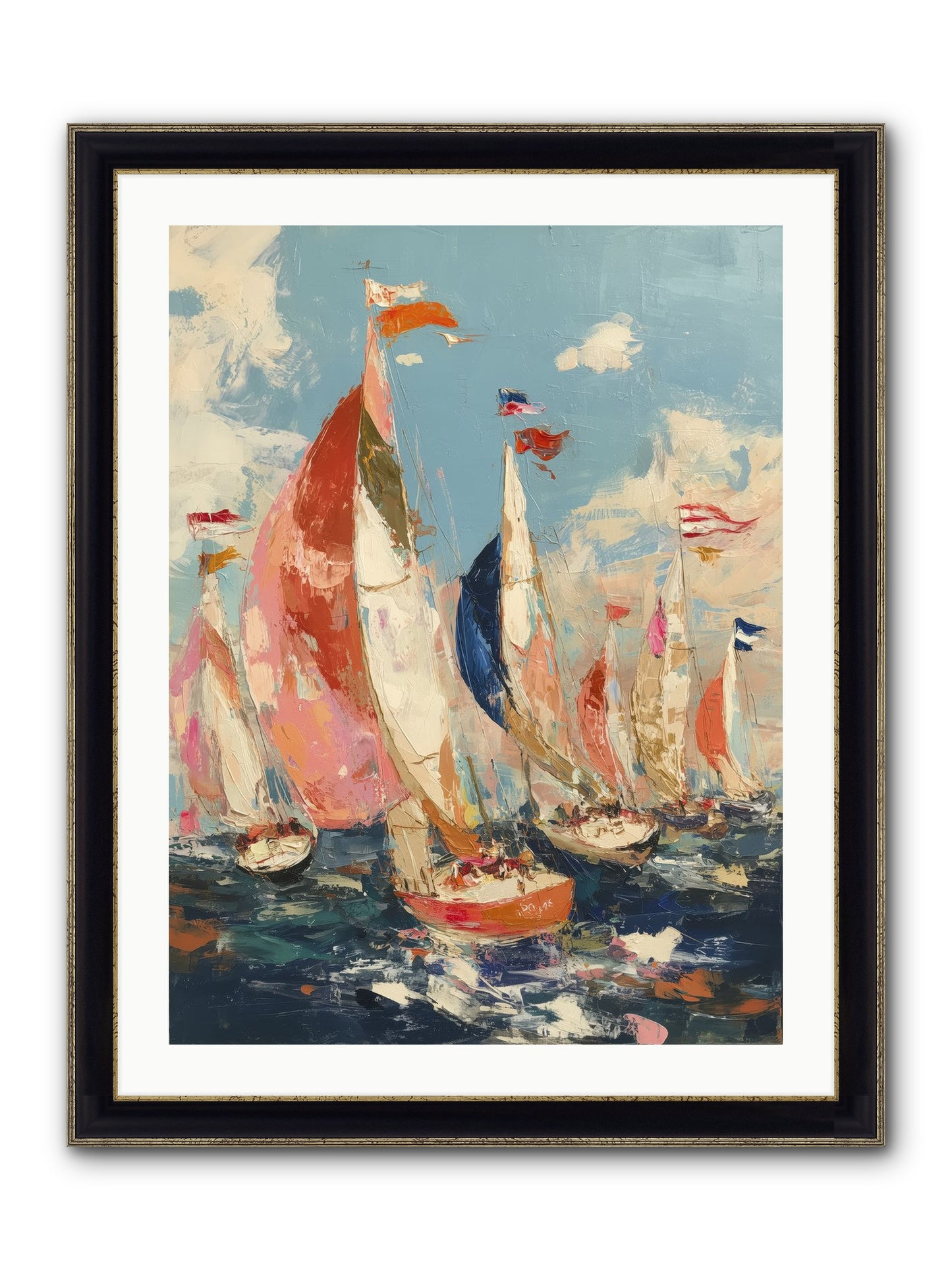 Wind And Wave Framed Print - Black & Gold 24x32