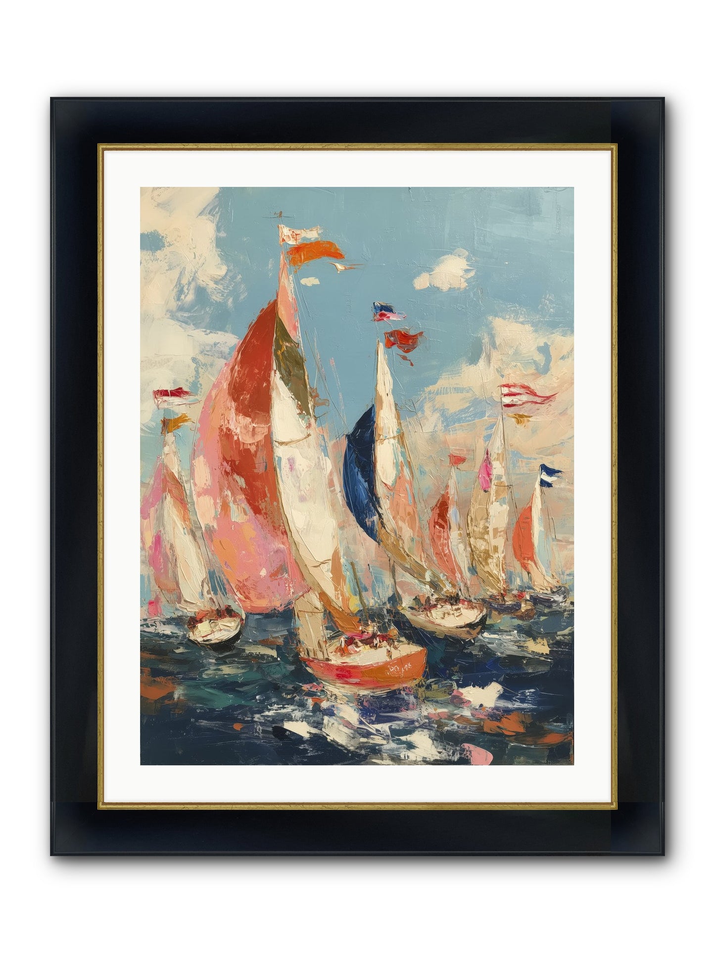 Wind And Wave Framed Print - Wide Black w/Gold 24x32