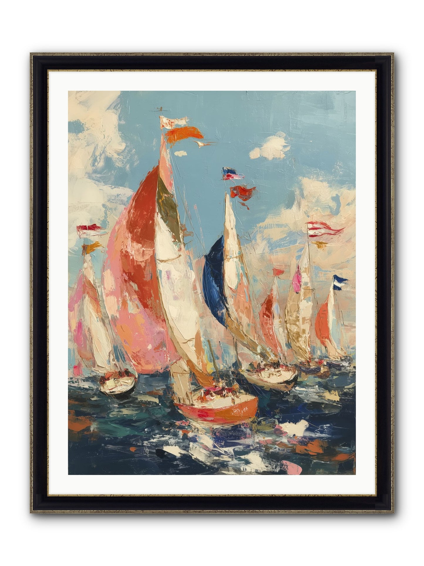 Wind And Wave Framed Print - Black & Gold 30x40