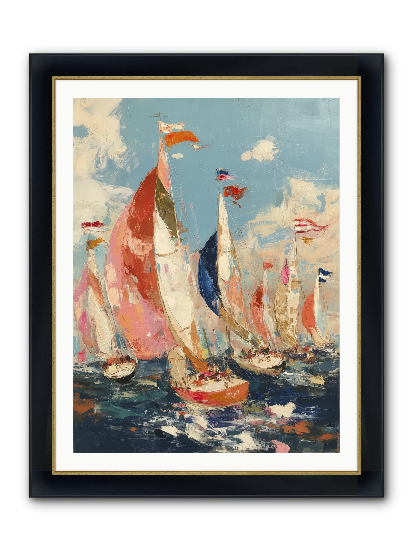 Wind And Wave Framed Print - Wide Black w/Gold 30x40