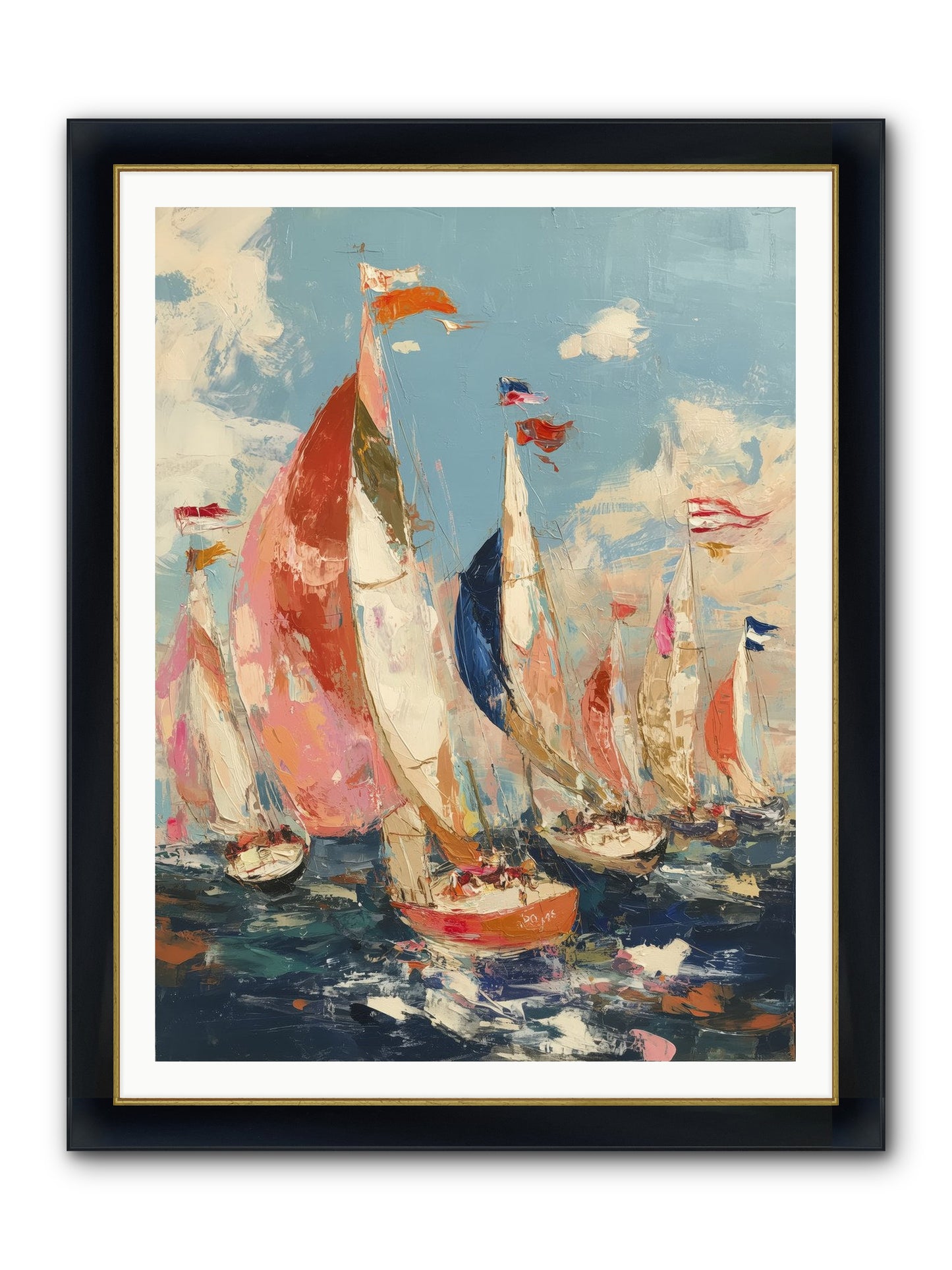 Wind And Wave Framed Print - Wide Black w/Gold 36x48