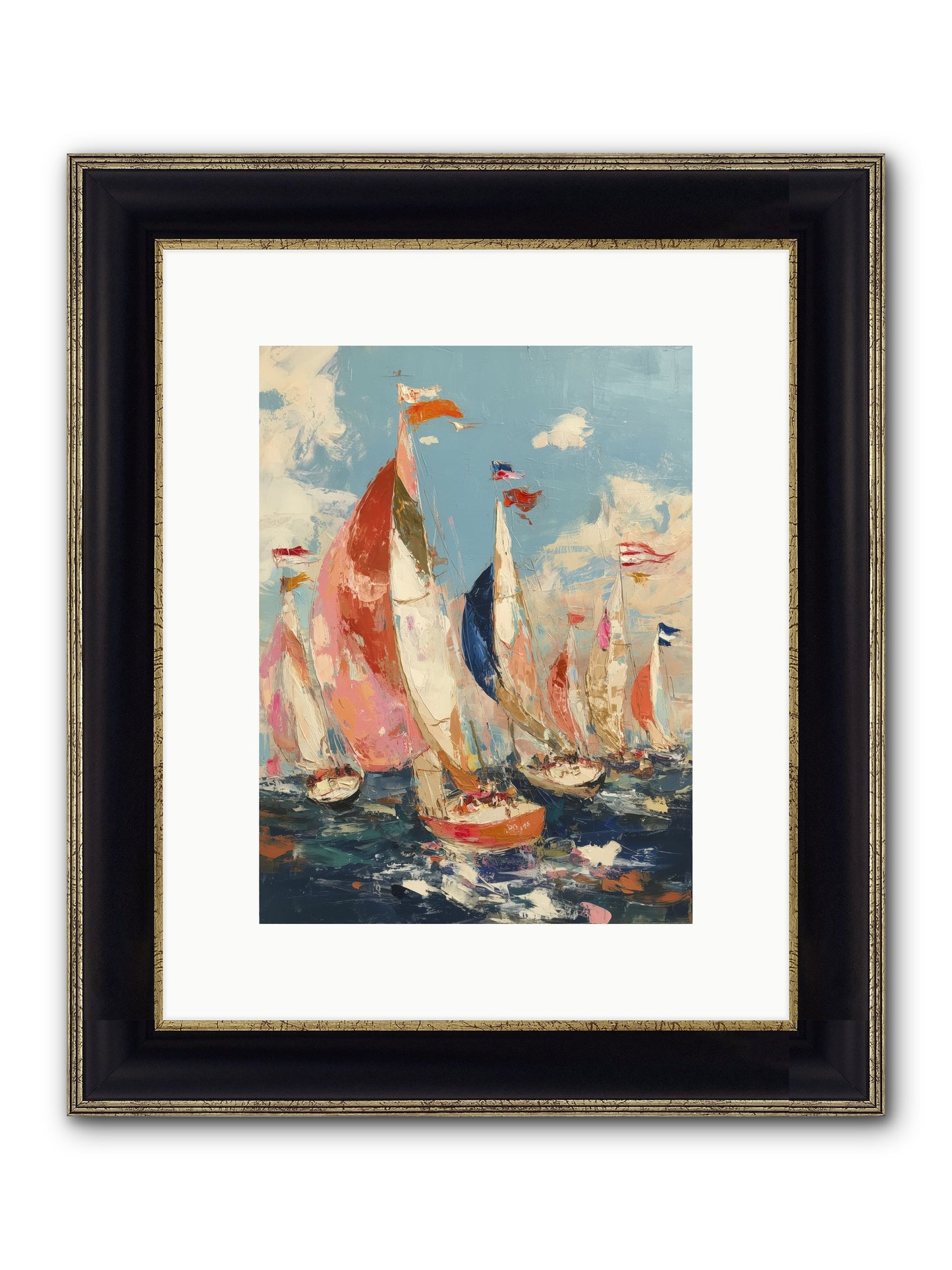 Wind And Wave Framed Print - Black & Gold 9x12