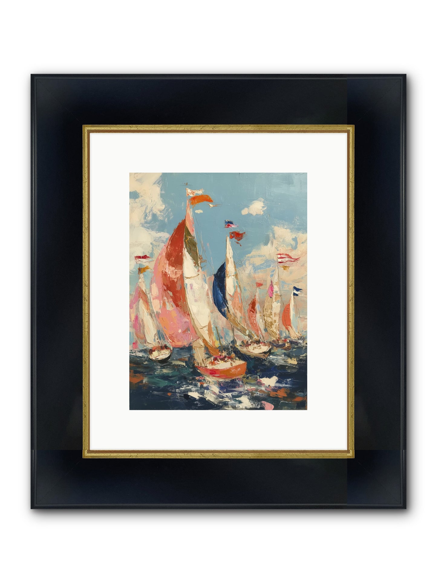 Wind And Wave Framed Print - Wide Black w/Gold 9x12