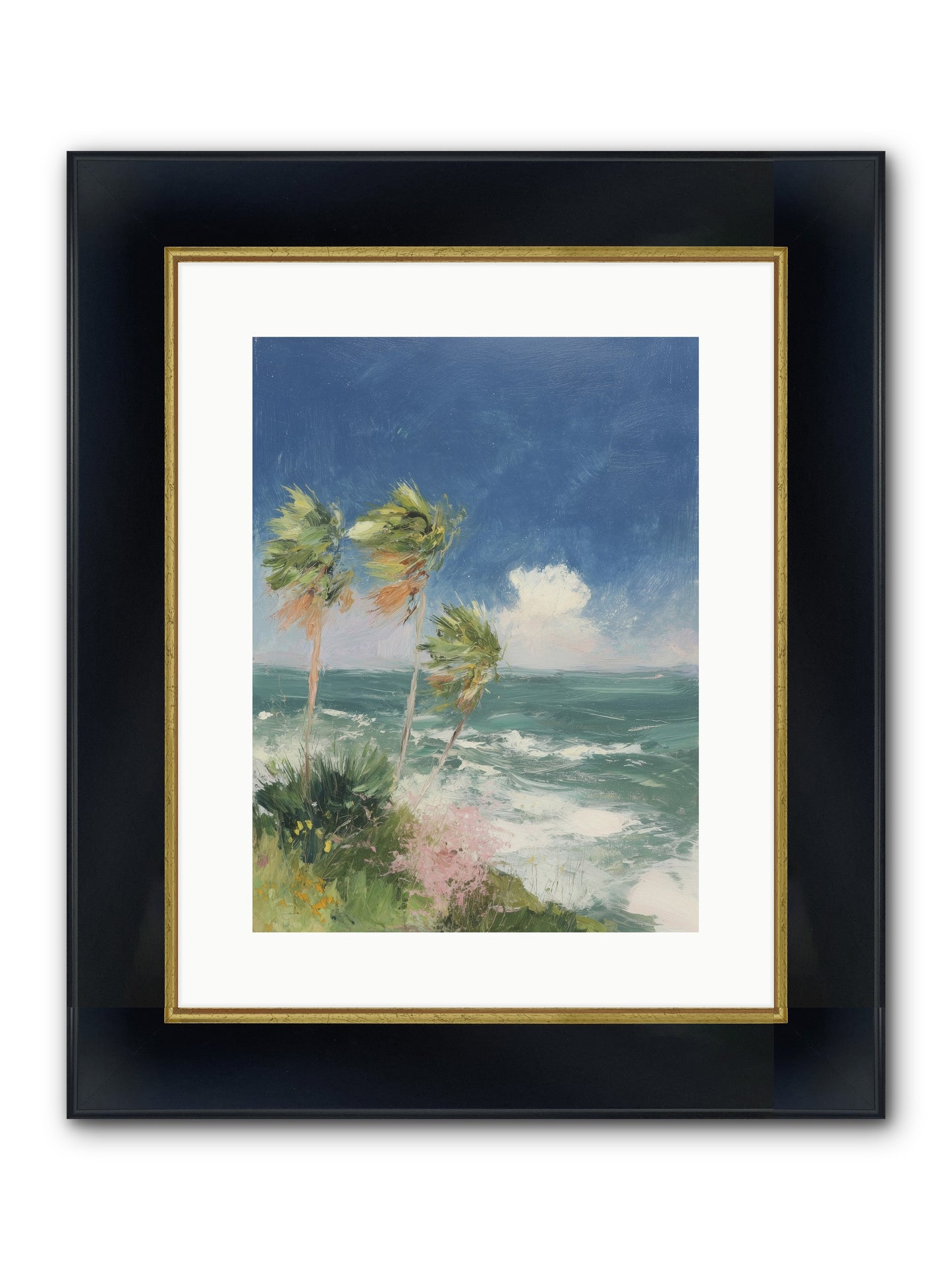 Wind-Kissed Wandering Framed Print - Wide Black w/Gold 12x16