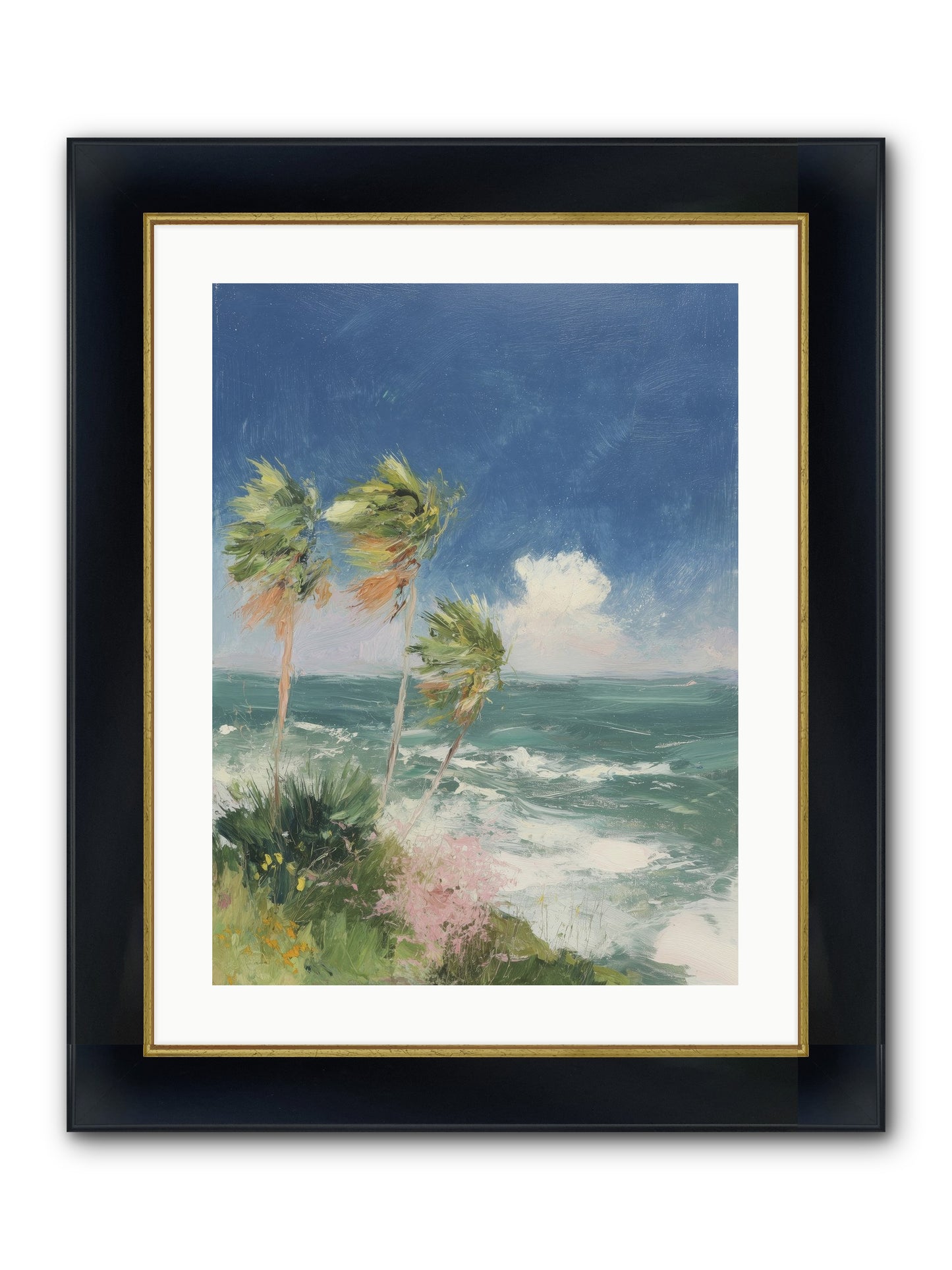 Wind-Kissed Wandering Framed Print - Wide Black w/Gold 18x24