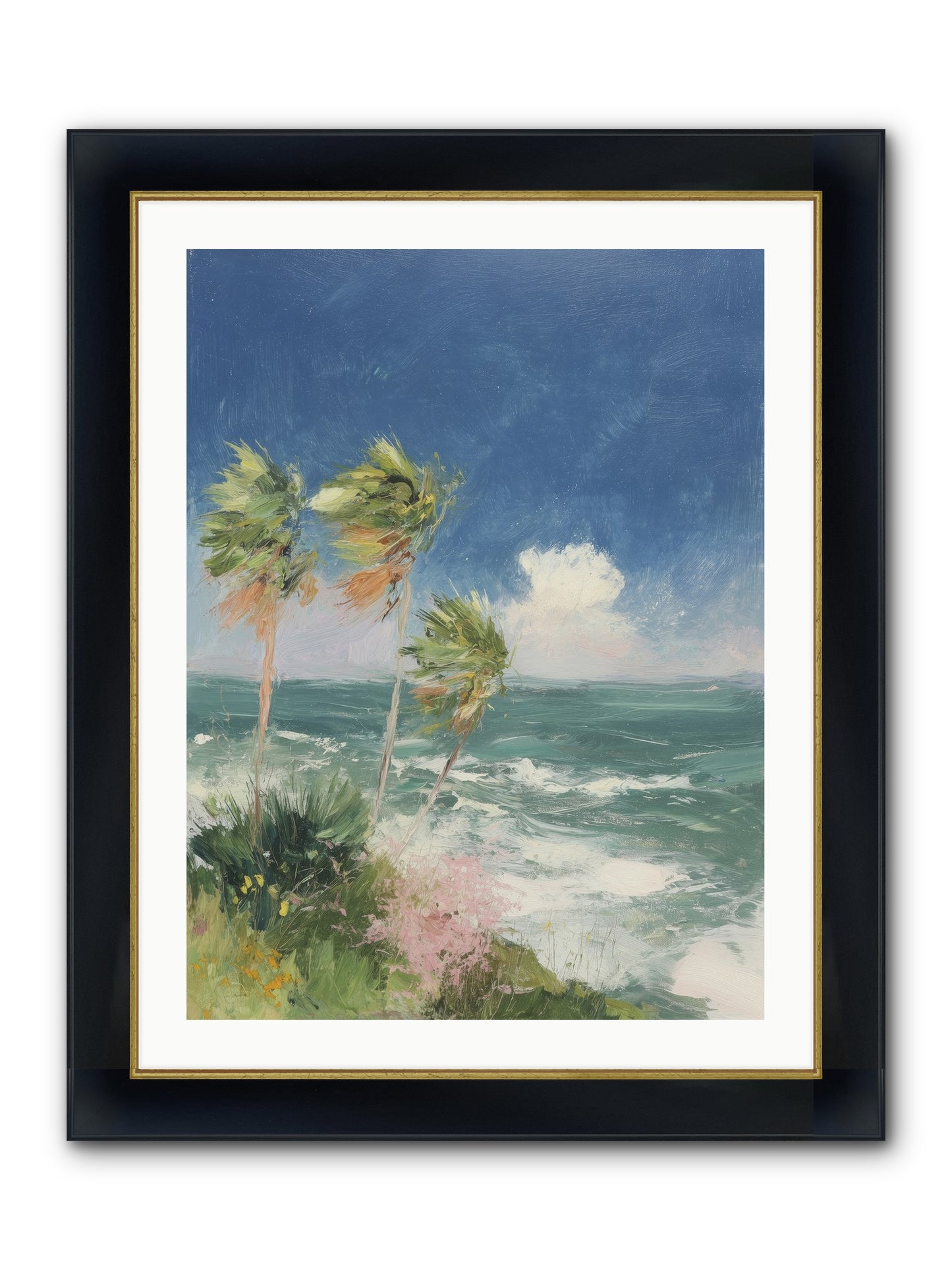 Wind-Kissed Wandering Framed Print - Wide Black w/Gold 24x32
