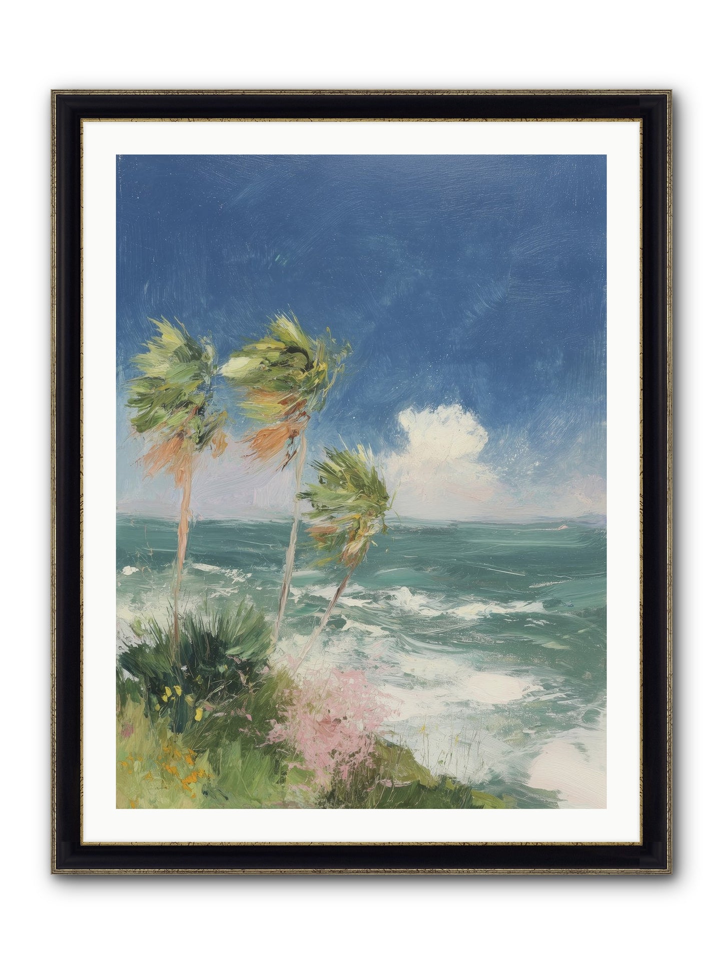 Wind-Kissed Wandering Framed Print - Black & Gold 30x40
