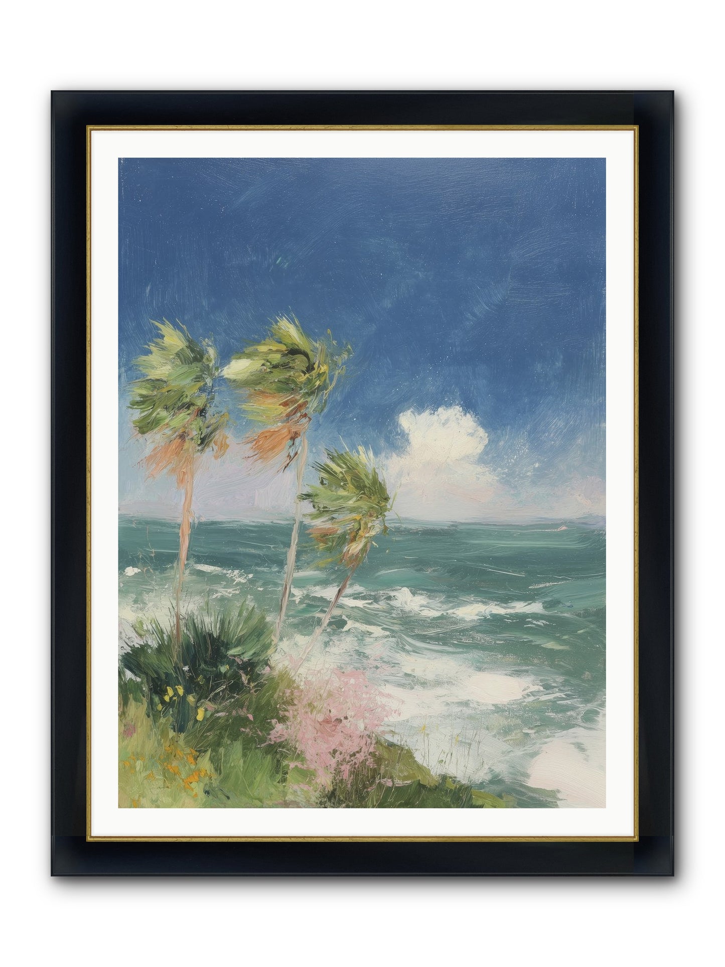 Wind-Kissed Wandering Framed Print - Wide Black w/Gold 36x48