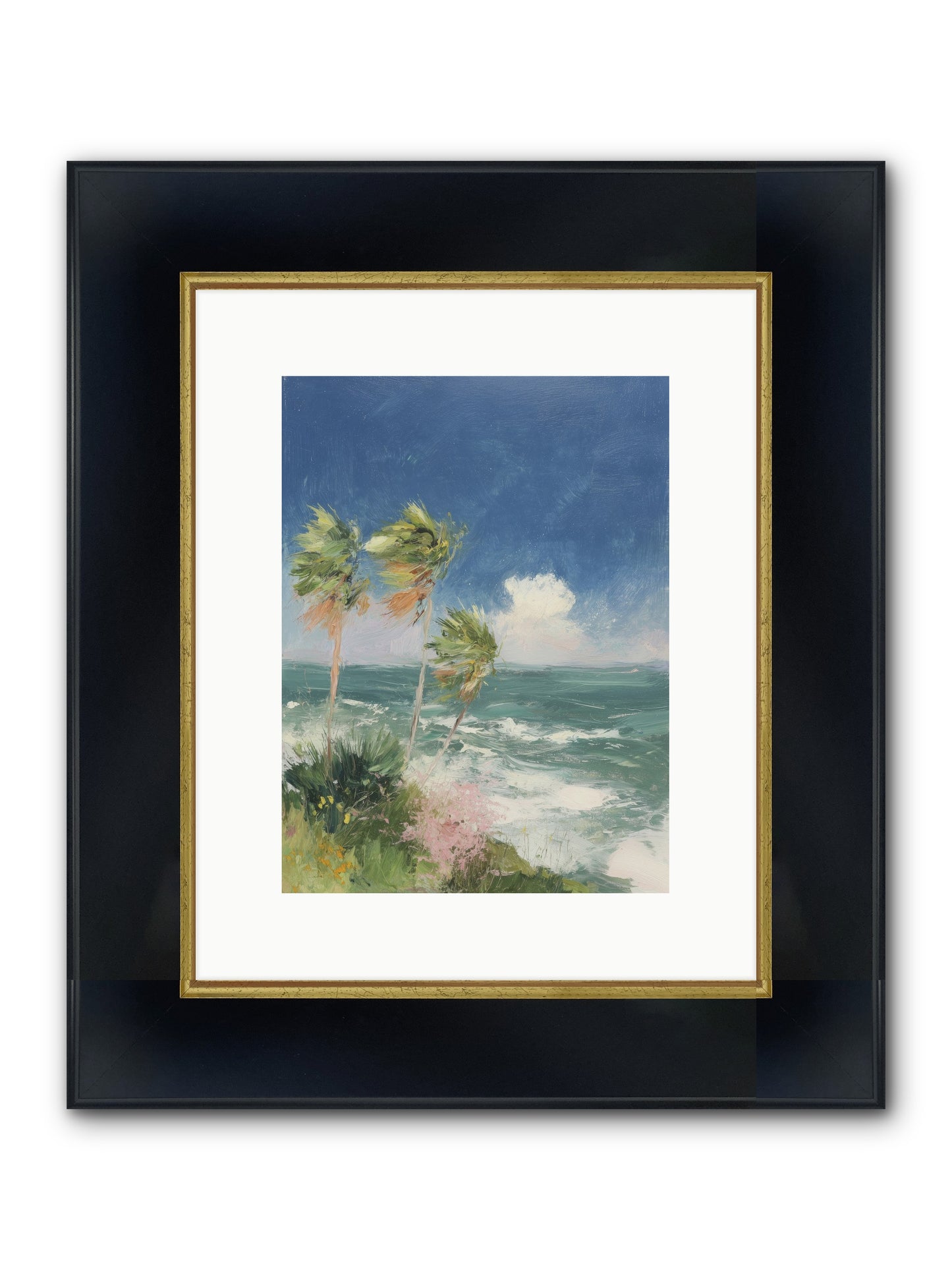 Wind-Kissed Wandering Framed Print - Wide Black w/Gold 9x12