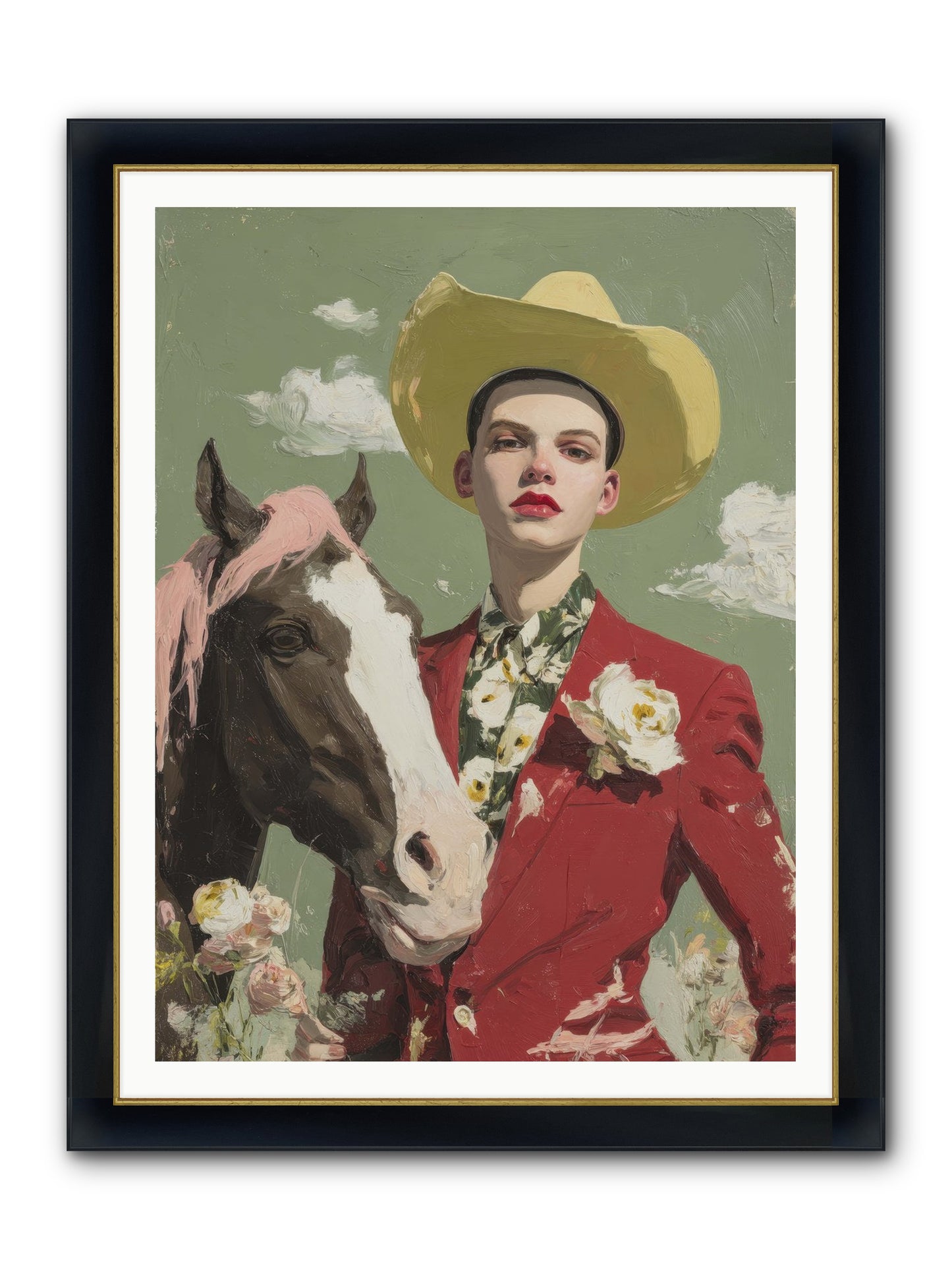 Wind-Spoken Promises Framed Print - Wide Black w/Gold 36x48