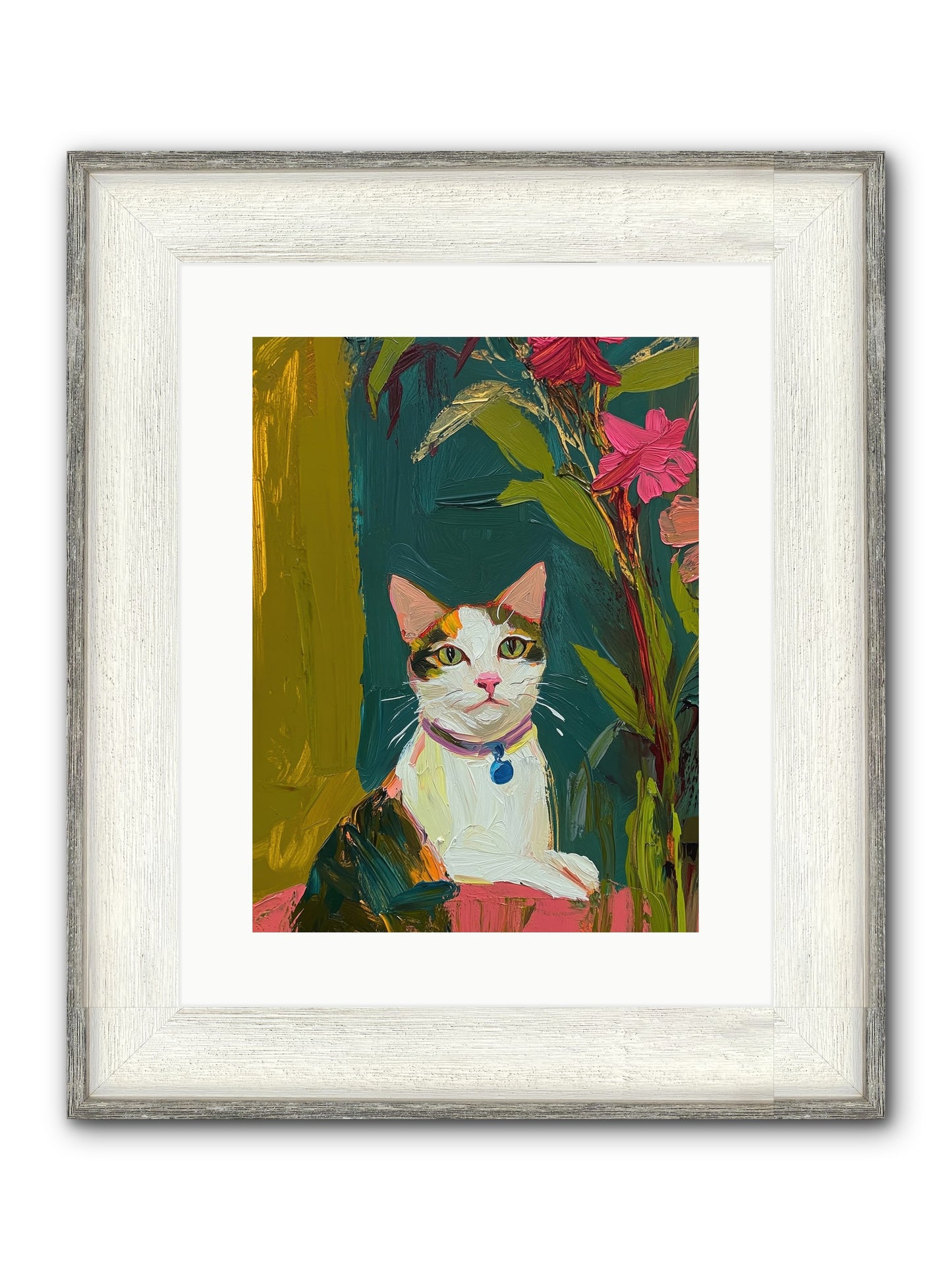 Windowsill Guardian Framed Print - Driftwood White 12x16