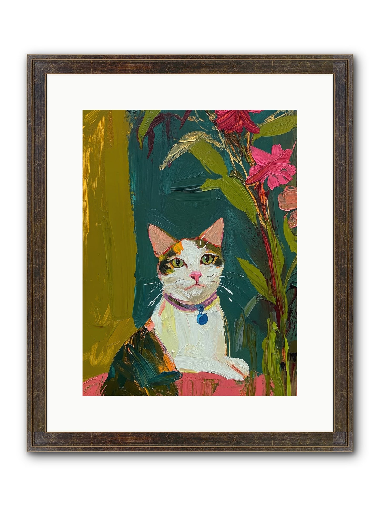 Windowsill Guardian Framed Print - Slimwoods Black/Gold 12x16