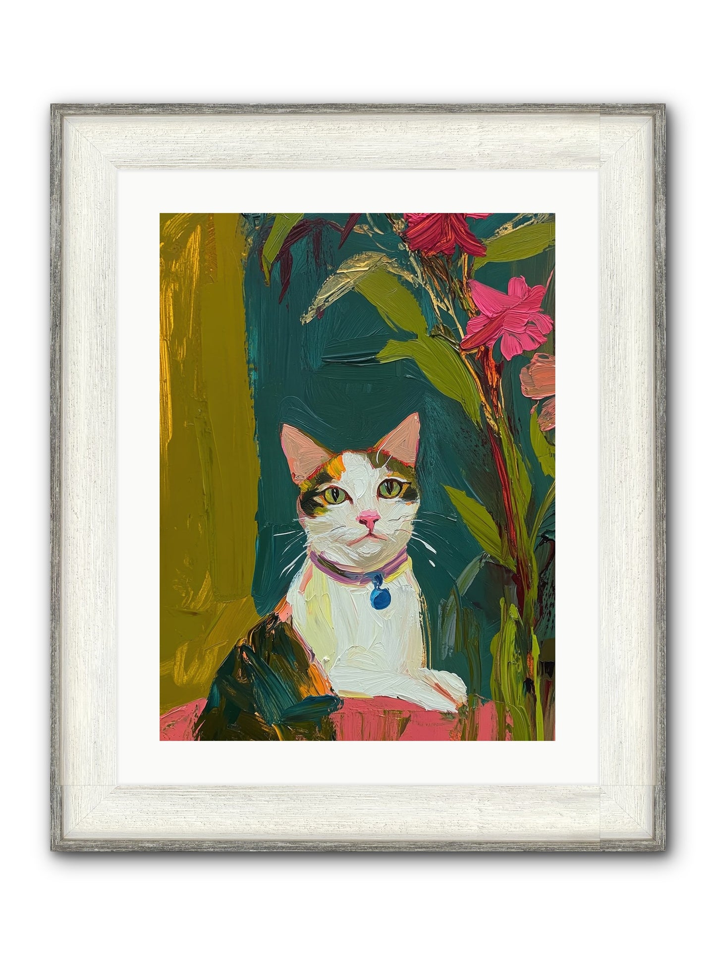 Windowsill Guardian Framed Print - Driftwood White 18x24