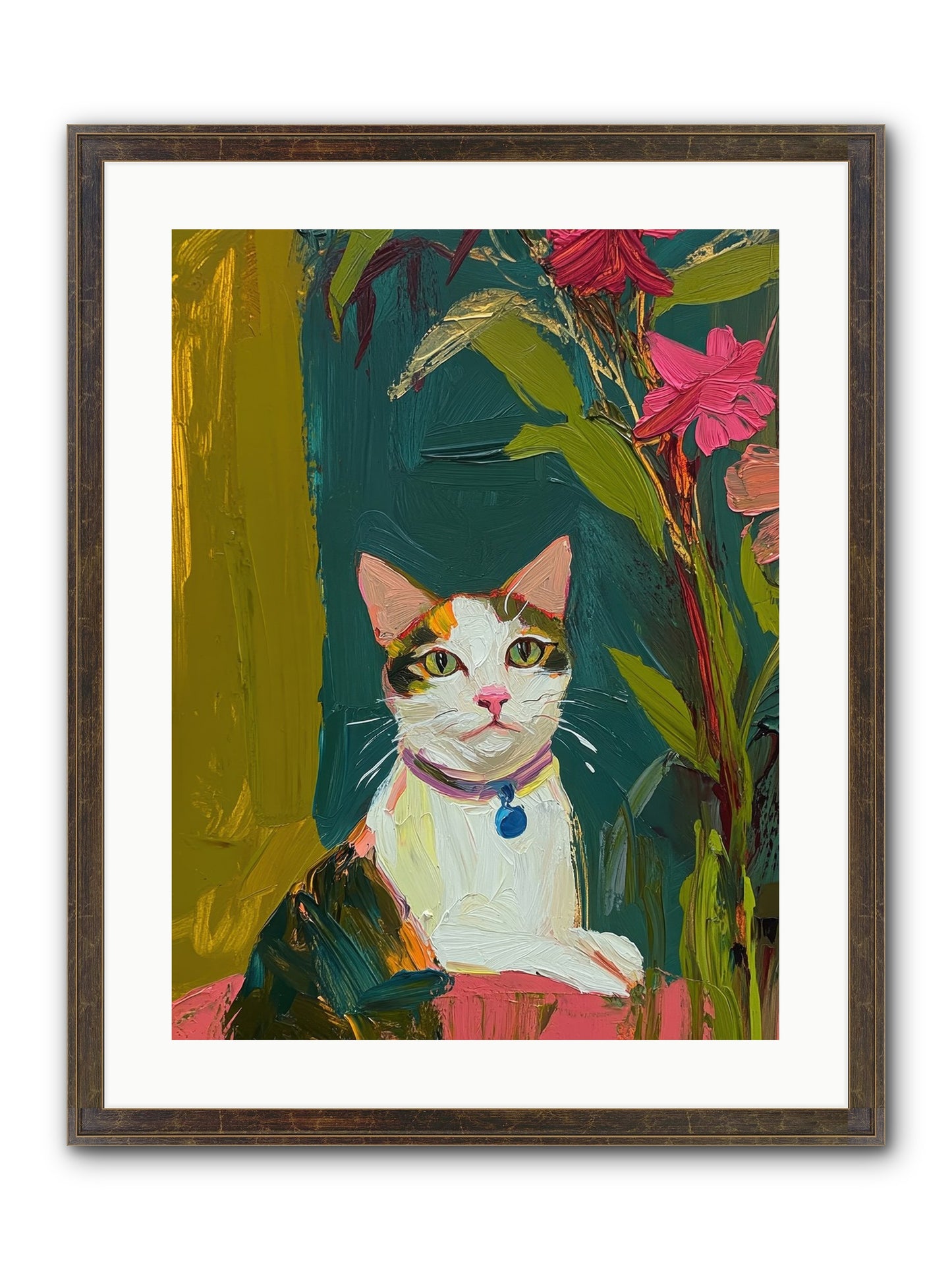 Windowsill Guardian Framed Print - Slimwoods Black/Gold 18x24