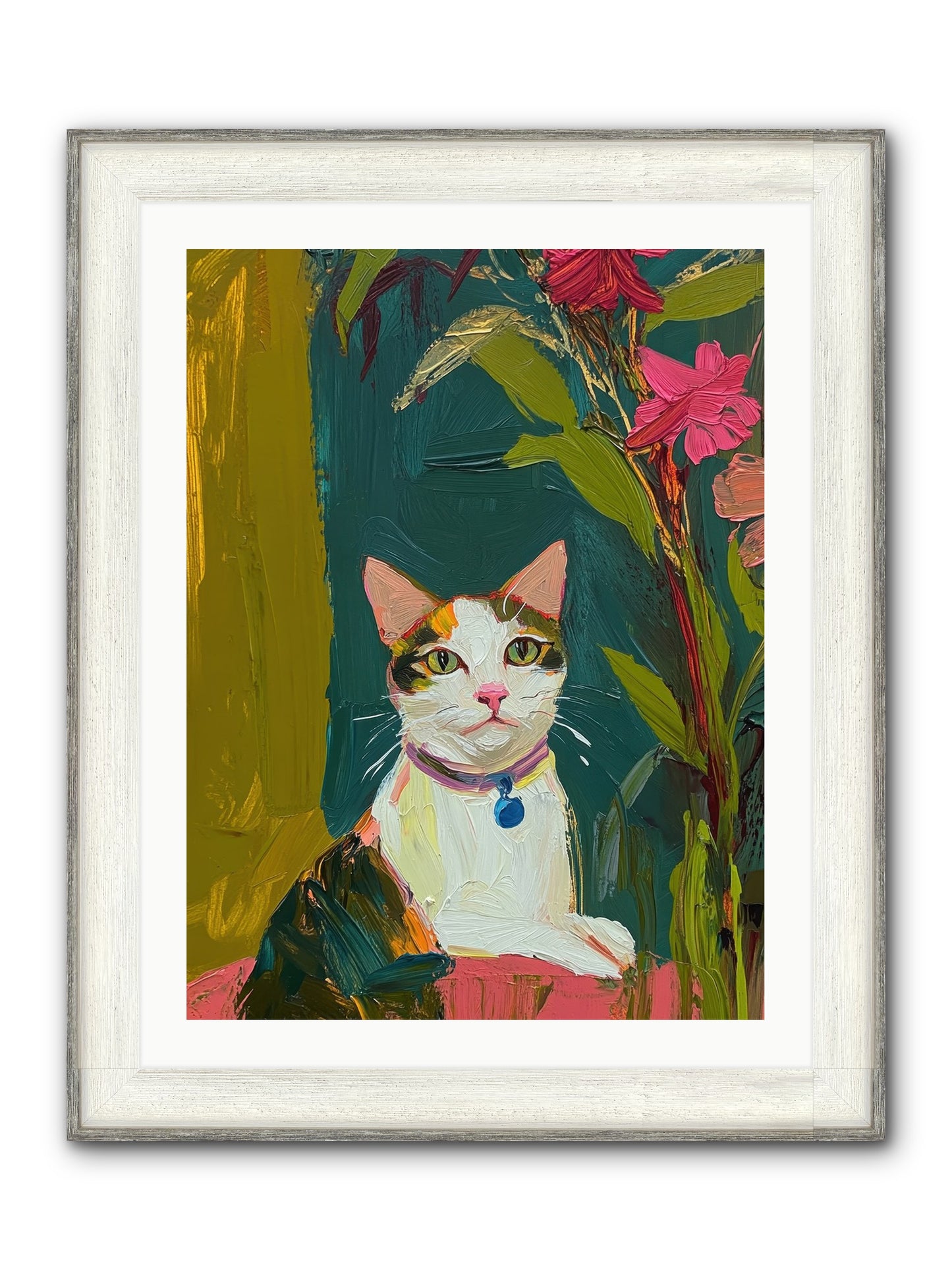 Windowsill Guardian Framed Print - Driftwood White 24x32