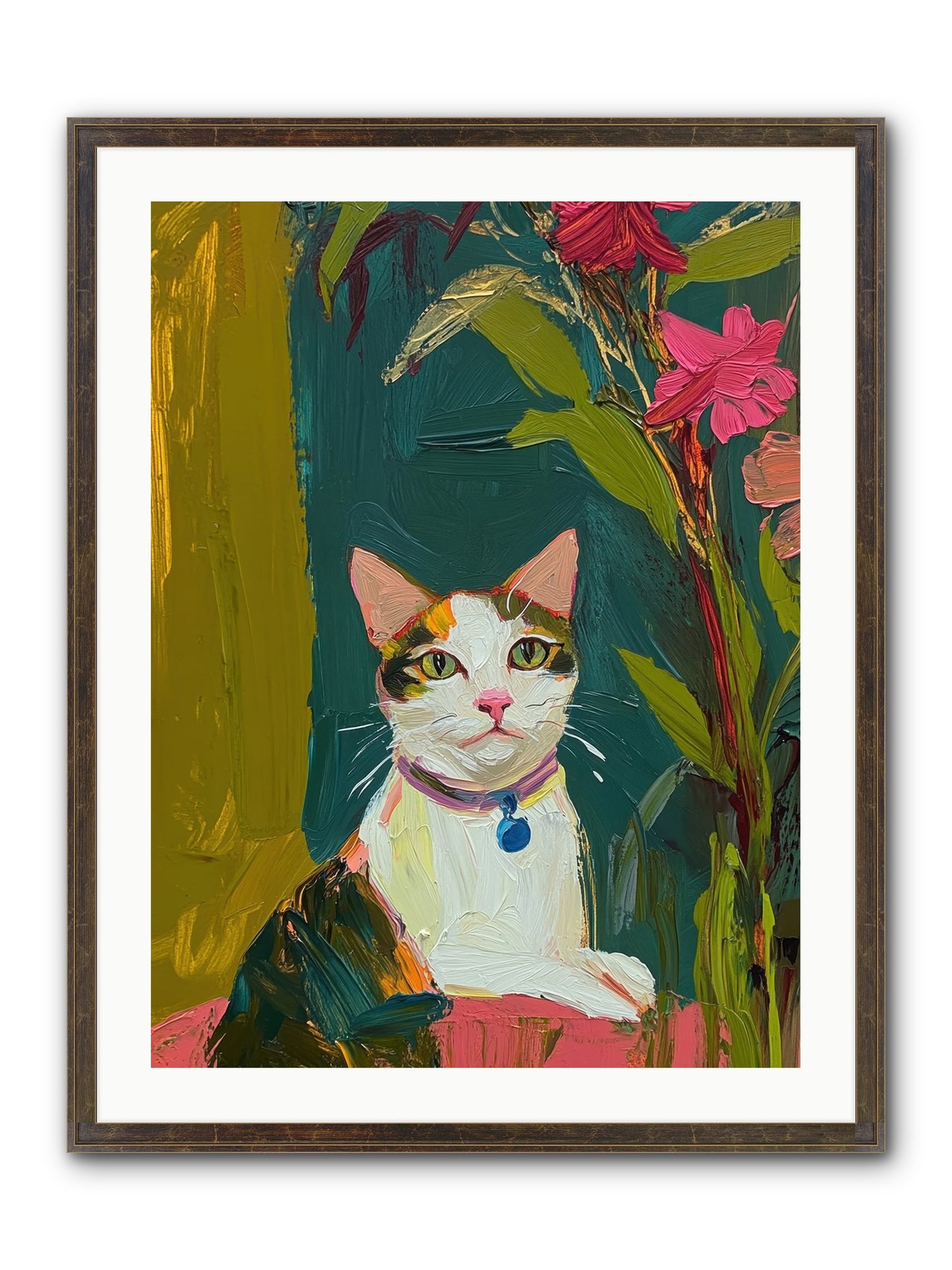 Windowsill Guardian Framed Print - Slimwoods Black/Gold 24x32
