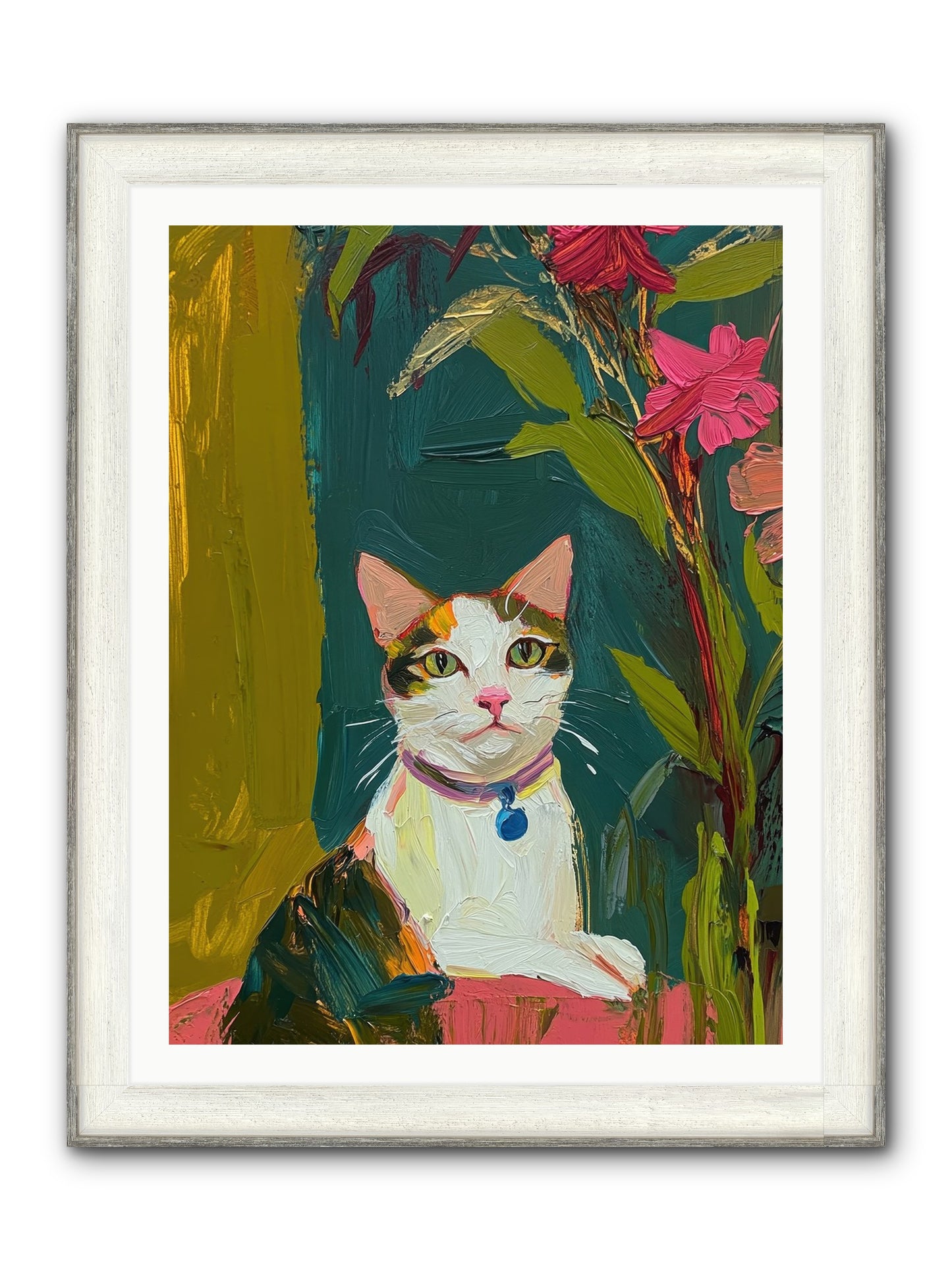 Windowsill Guardian Framed Print - Driftwood White 30x40