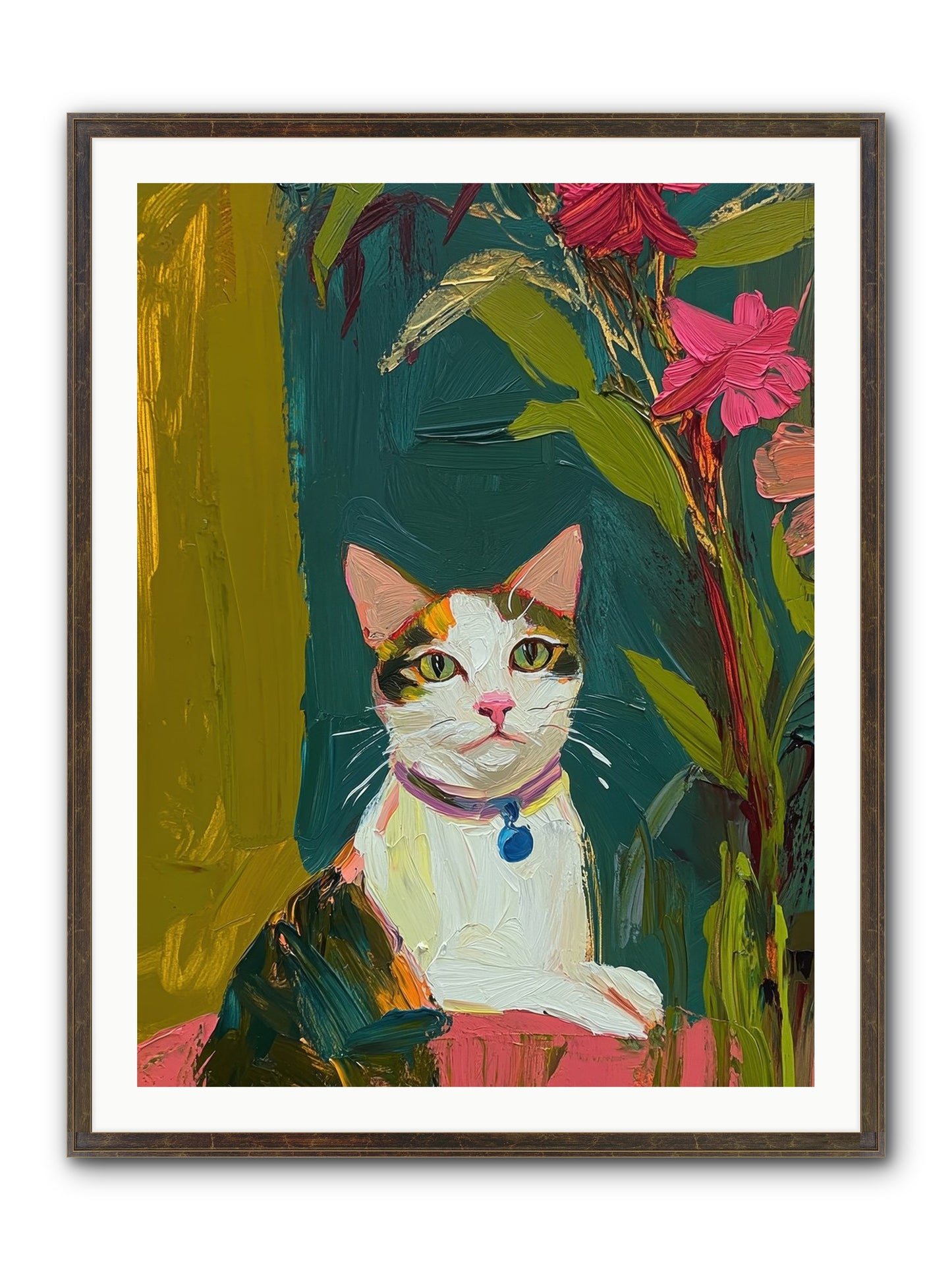 Windowsill Guardian Framed Print - Slimwoods Black/Gold 30x40